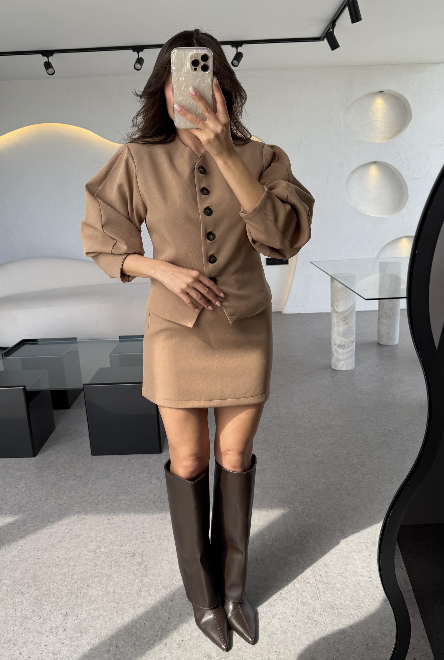 Agatha Sütlü Kahve Etekli Takım