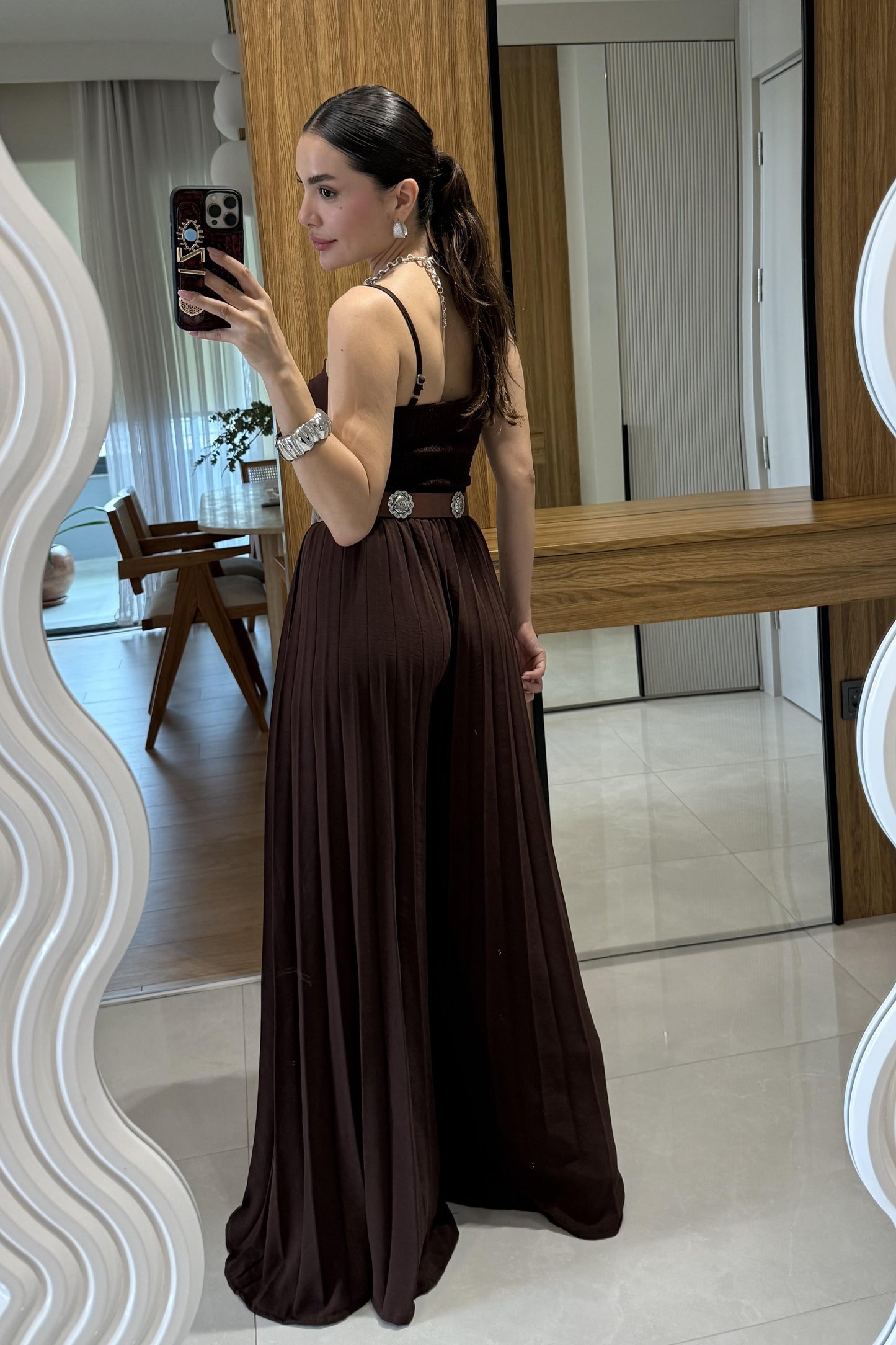 Agnes Kahve Crop Pantolon Takım