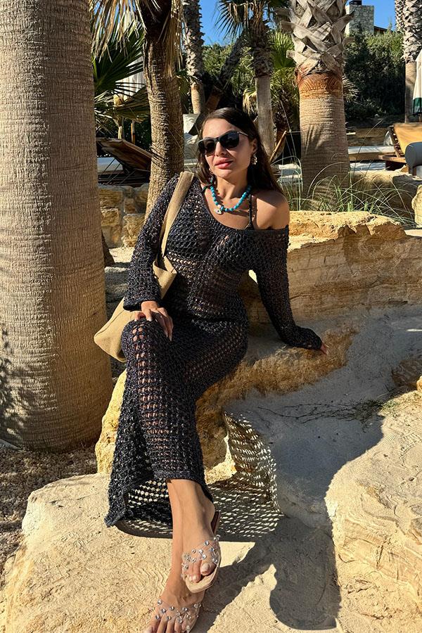 Alesi Fileli Siyah Pareo