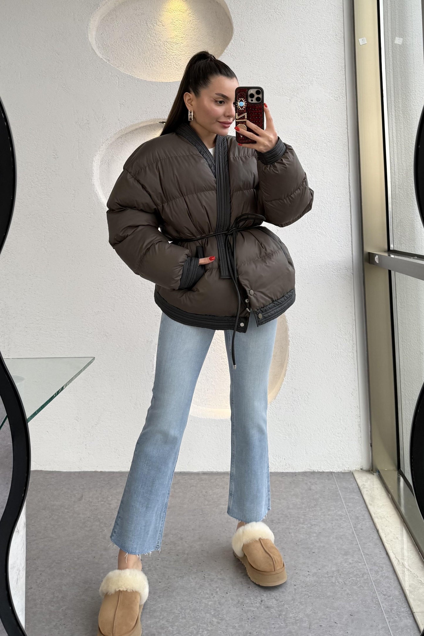 Alisa Koyu Kahve Şişme Mont