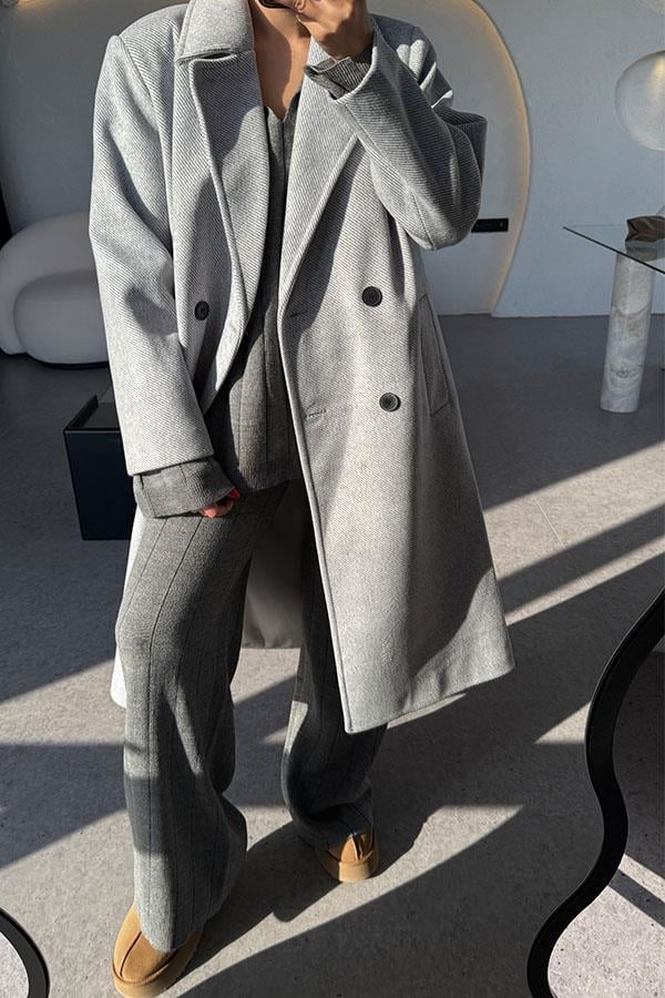 Andrey Füme Polo Yaka Çizgi Detaylı Triko Takım