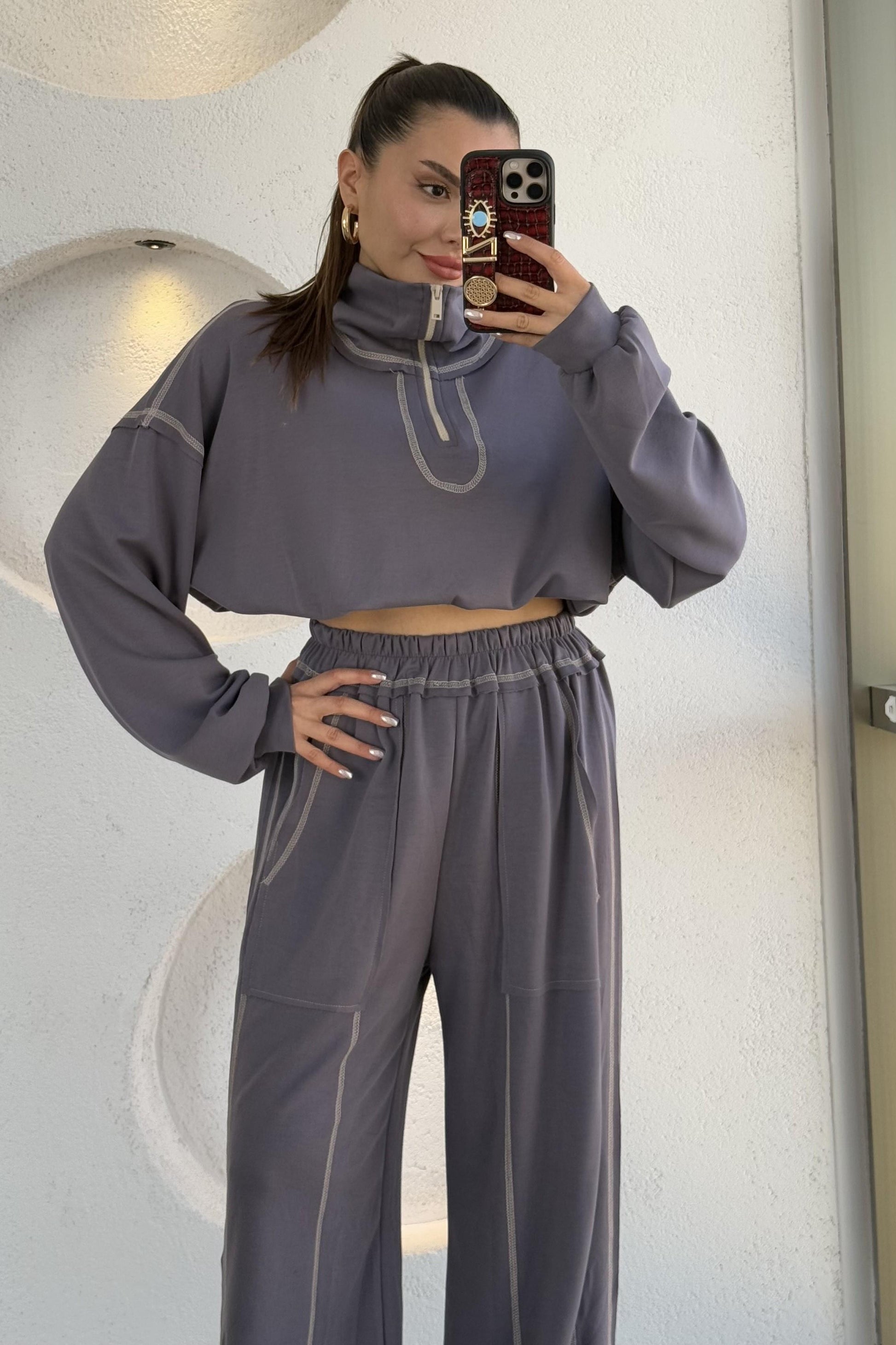 Angeles Füme Ters Dikiş Modal Takım