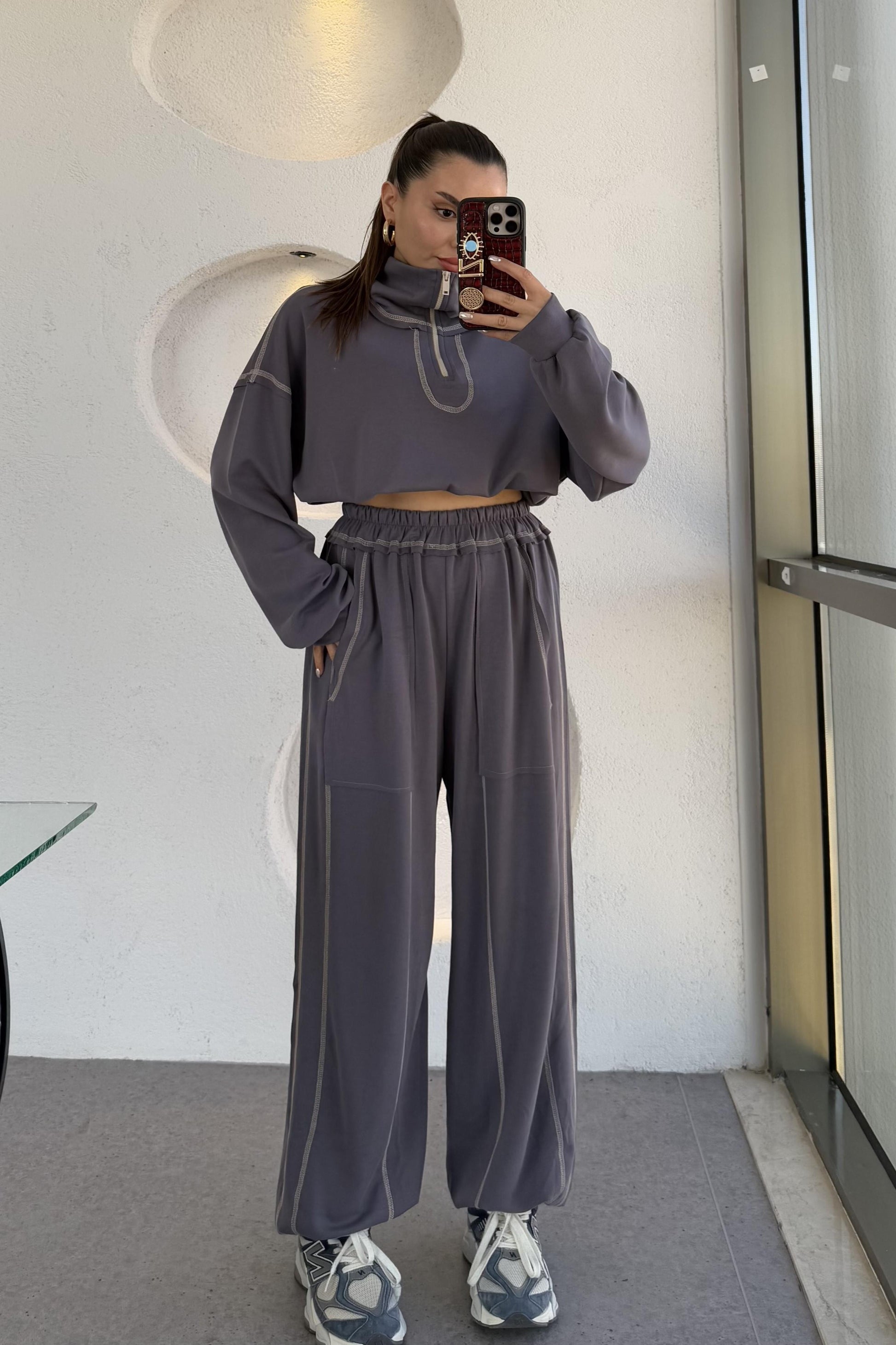 Angeles Füme Ters Dikiş Modal Takım