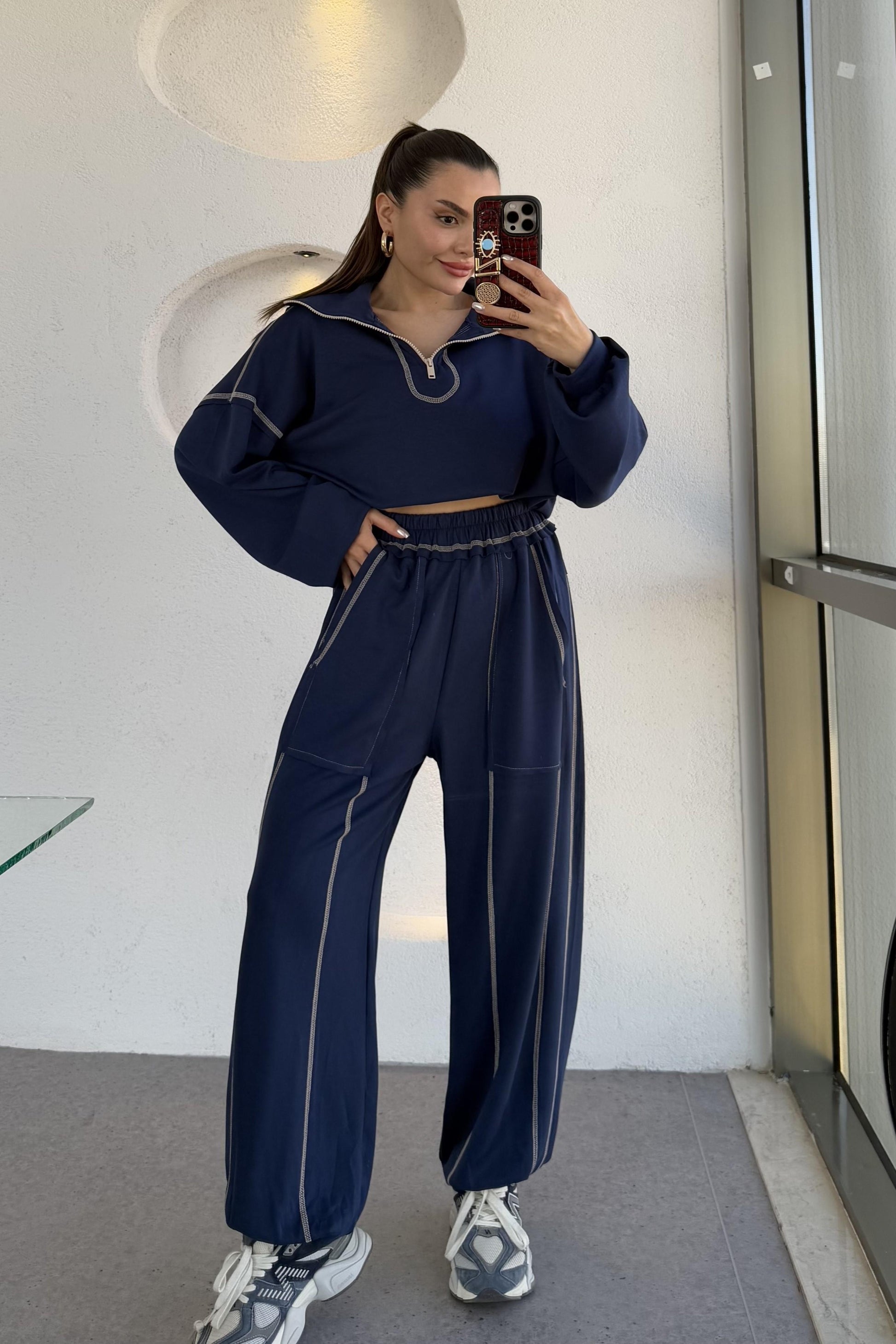 Angeles Lacivert Ters Dikiş Modal Takım