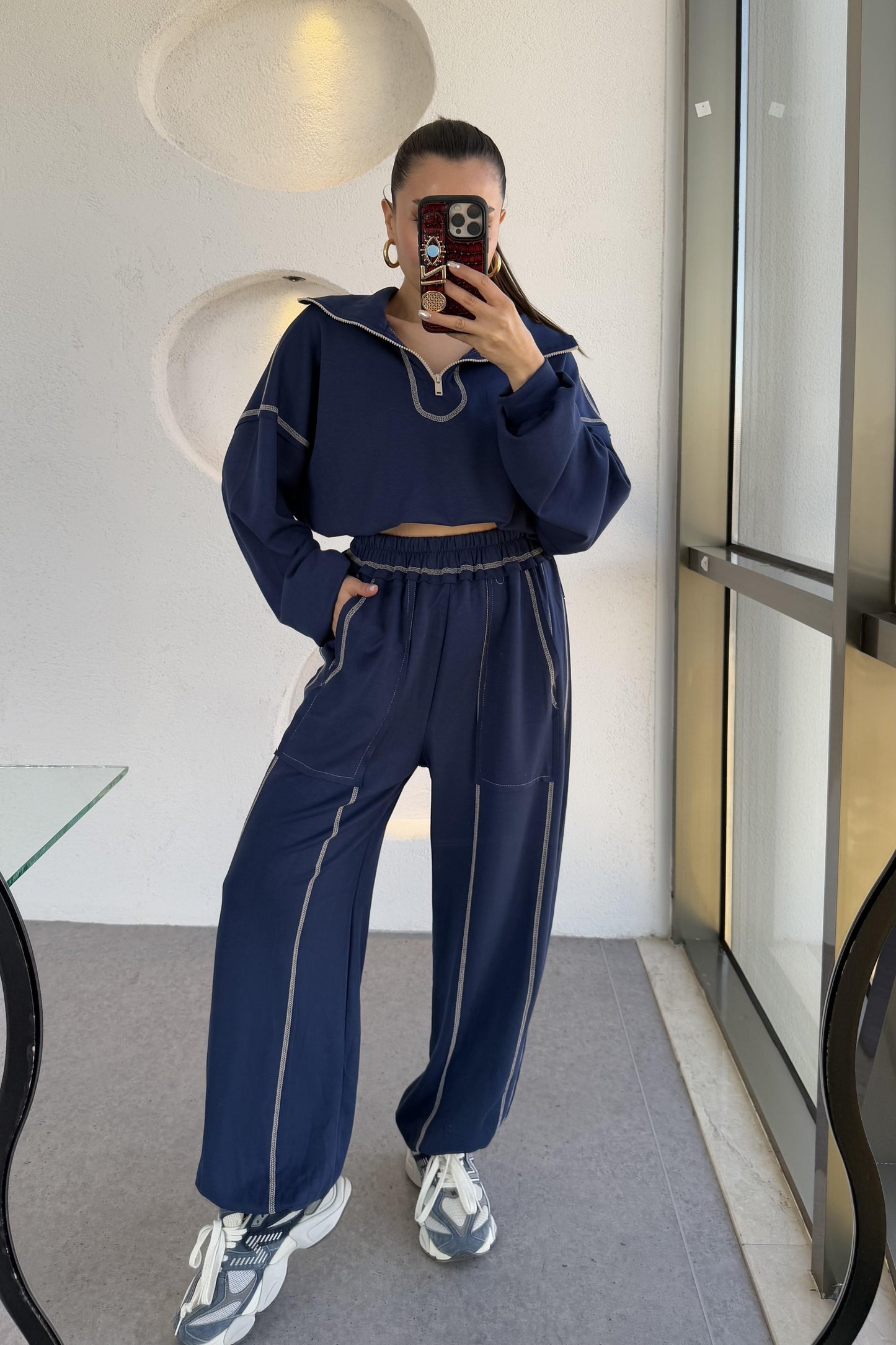 Angeles Lacivert Ters Dikiş Modal Takım