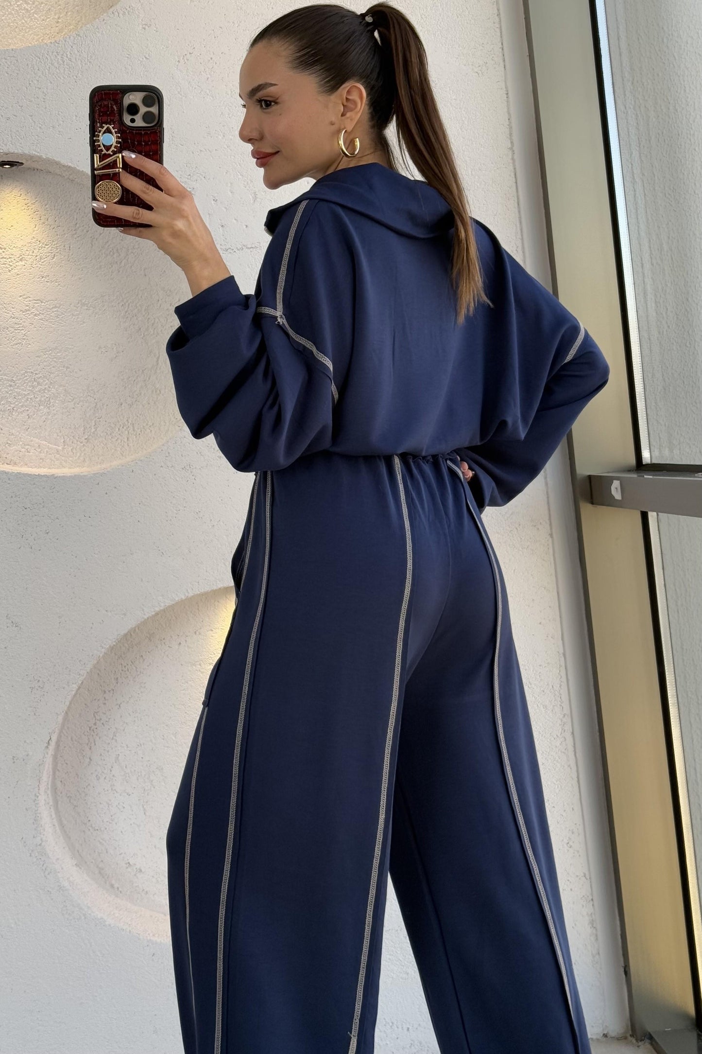 Angeles Lacivert Ters Dikiş Modal Takım