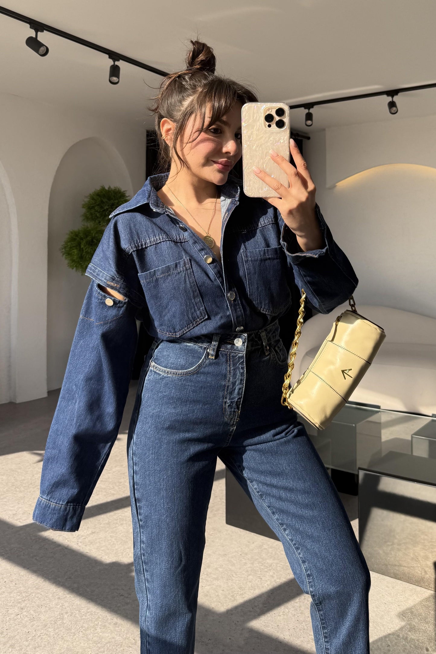 Angelina Tasarım Kot Gömlek