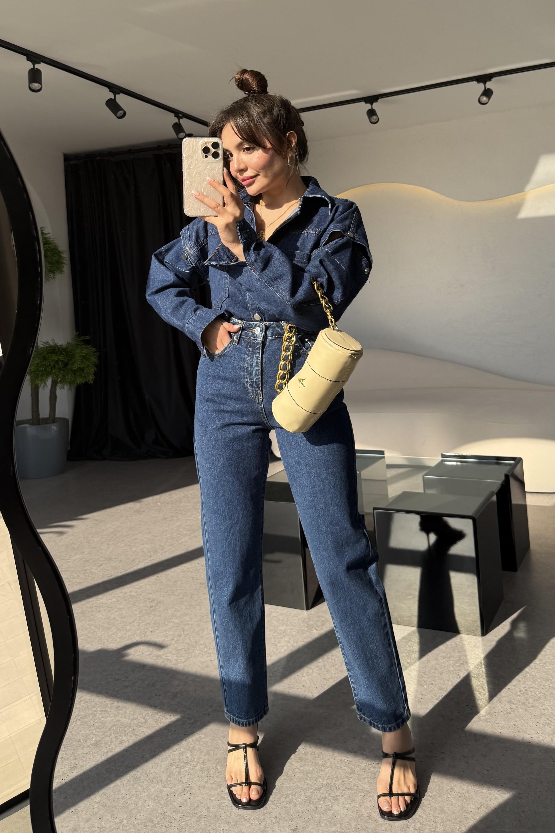 Angelina Tasarım Kot Gömlek