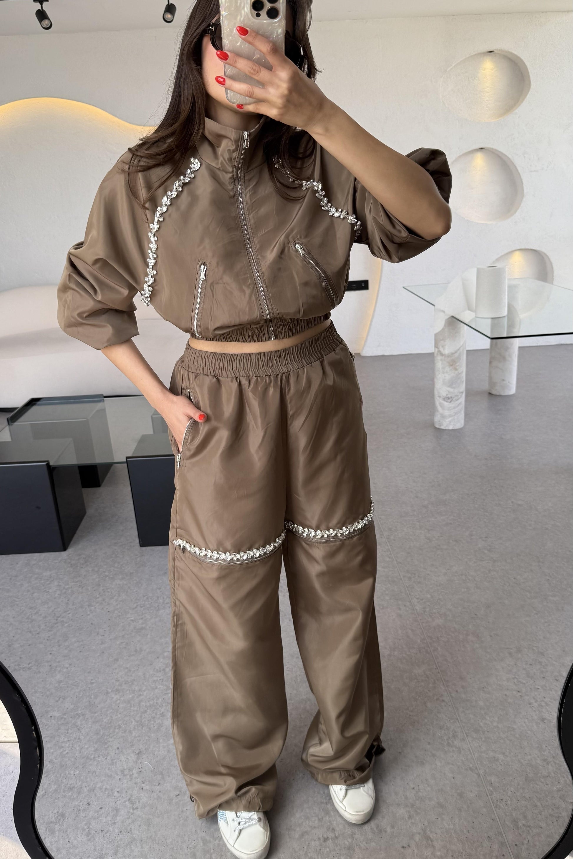 Antonie Camel Taş Detaylı Tasarım Paraşüt Takım