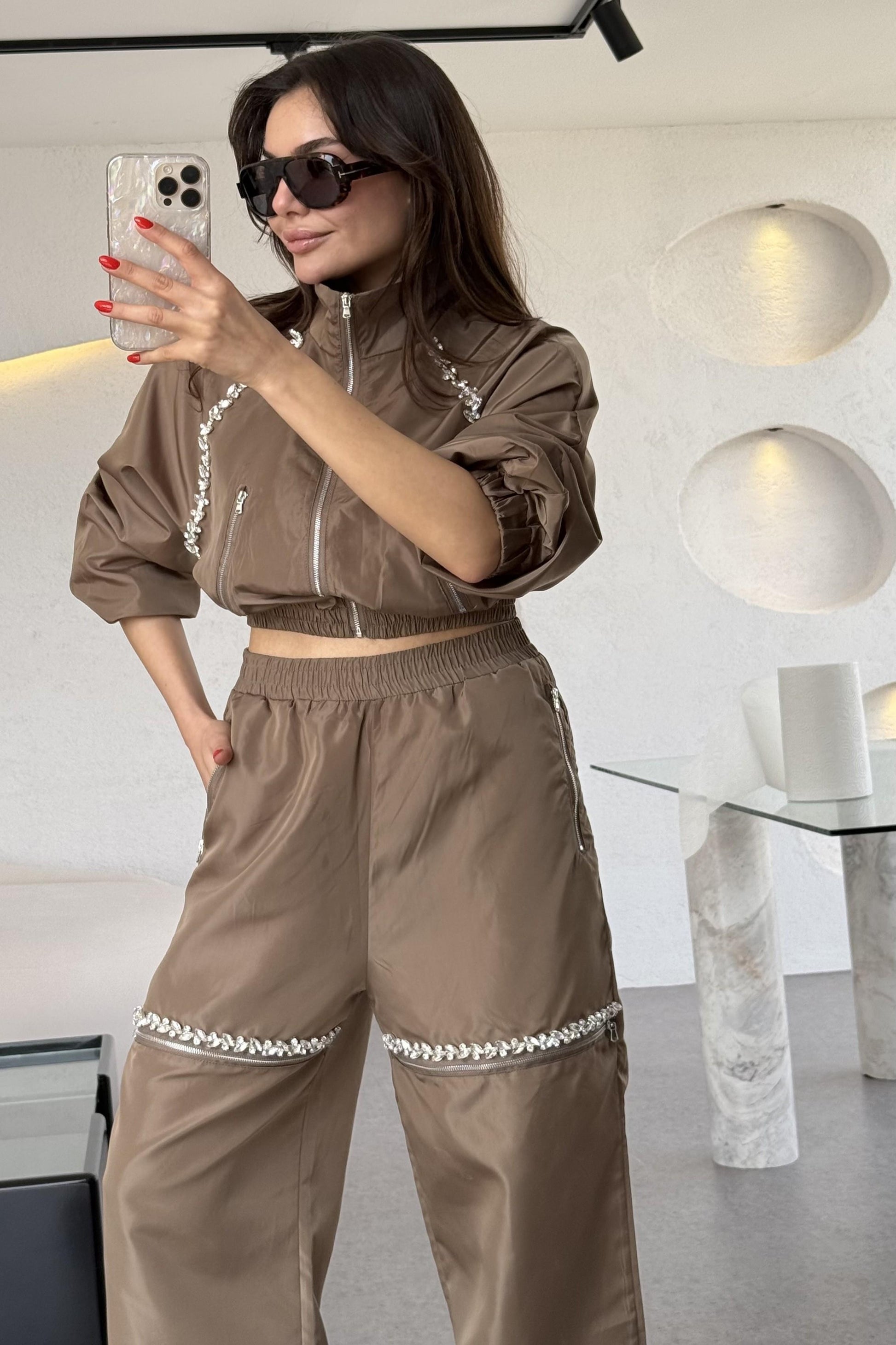 Antonie Camel Taş Detaylı Tasarım Paraşüt Takım