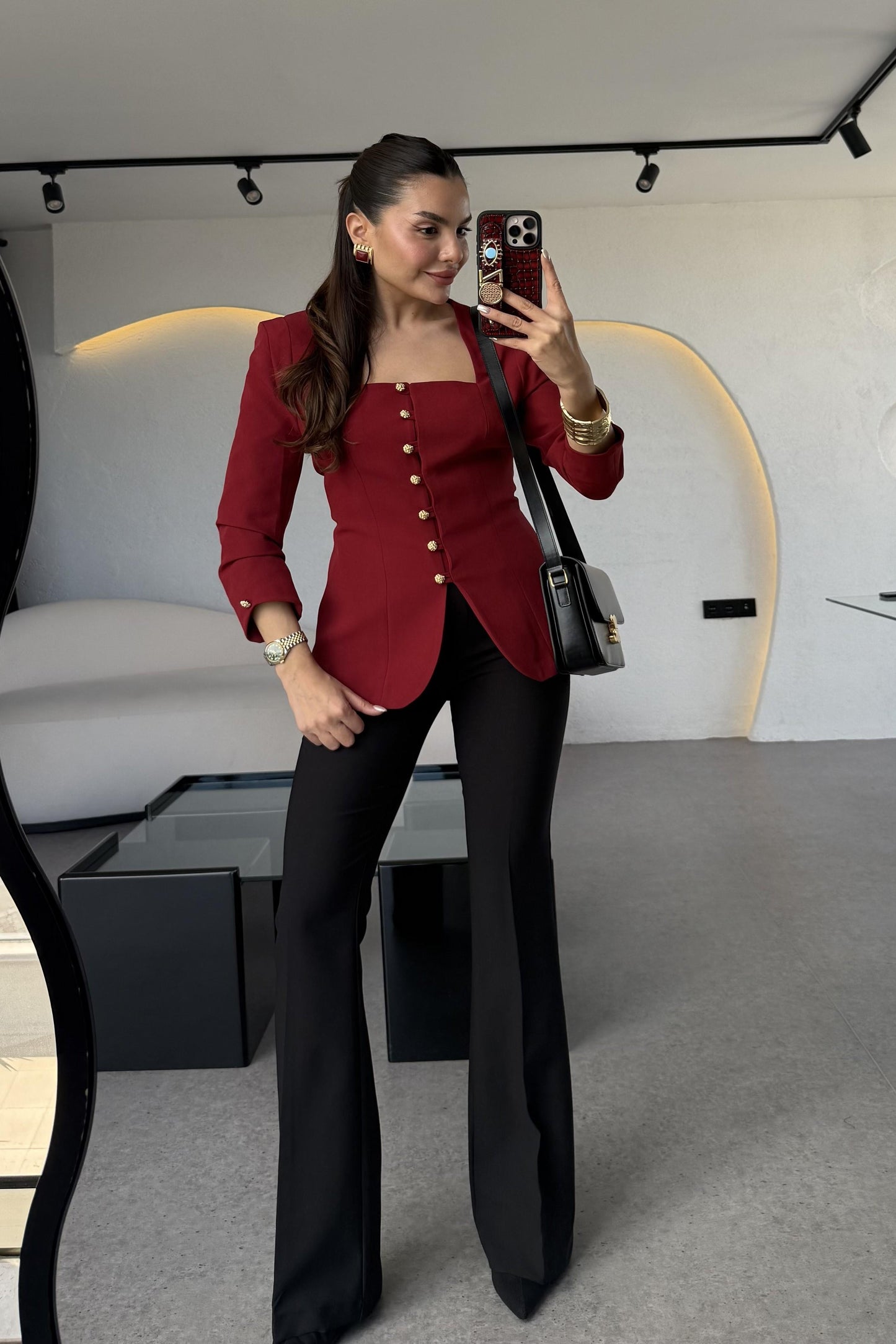 Ariana Bordo Vatkalı Tasarım Blazer