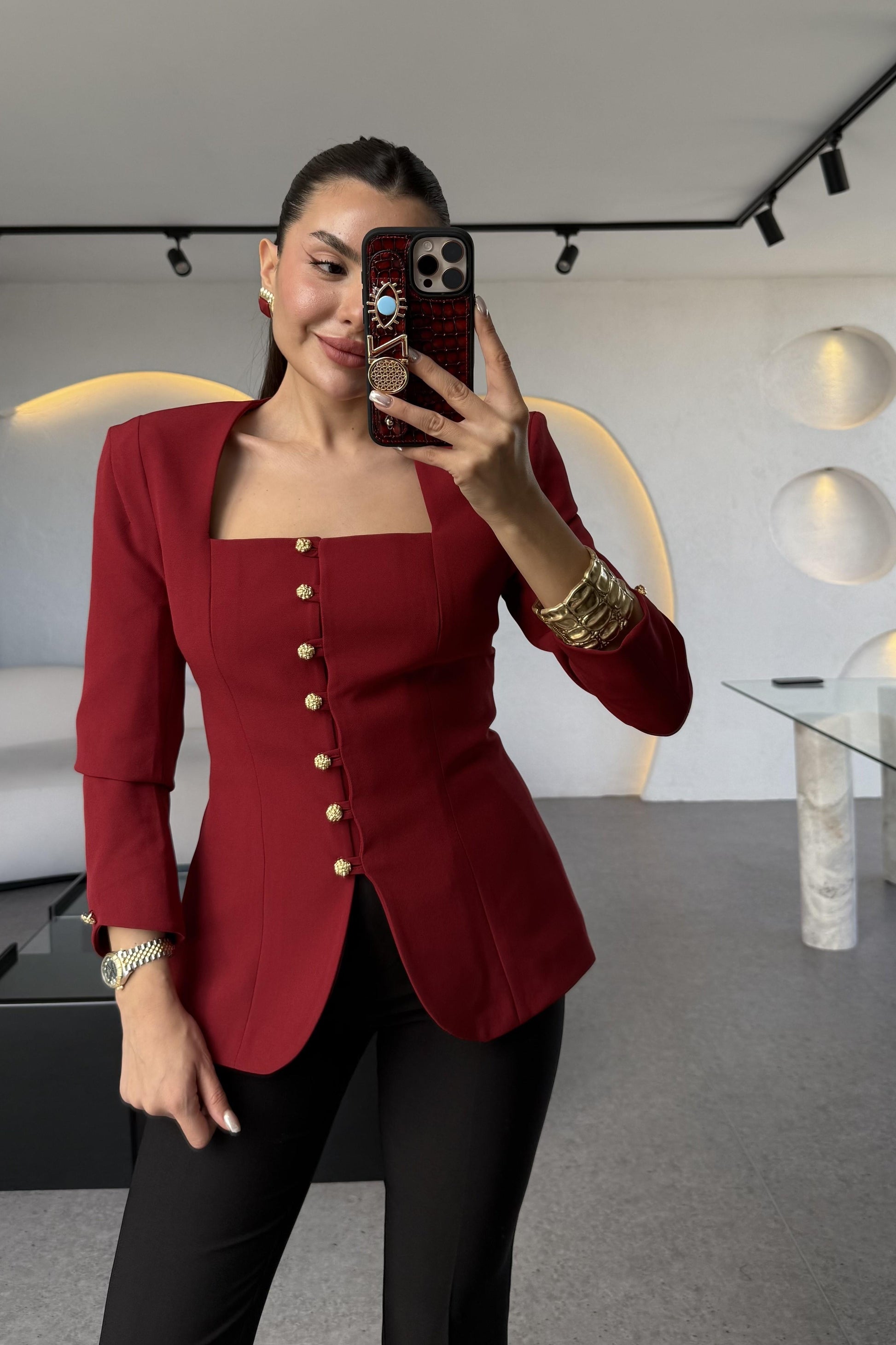 Ariana Bordo Vatkalı Tasarım Blazer
