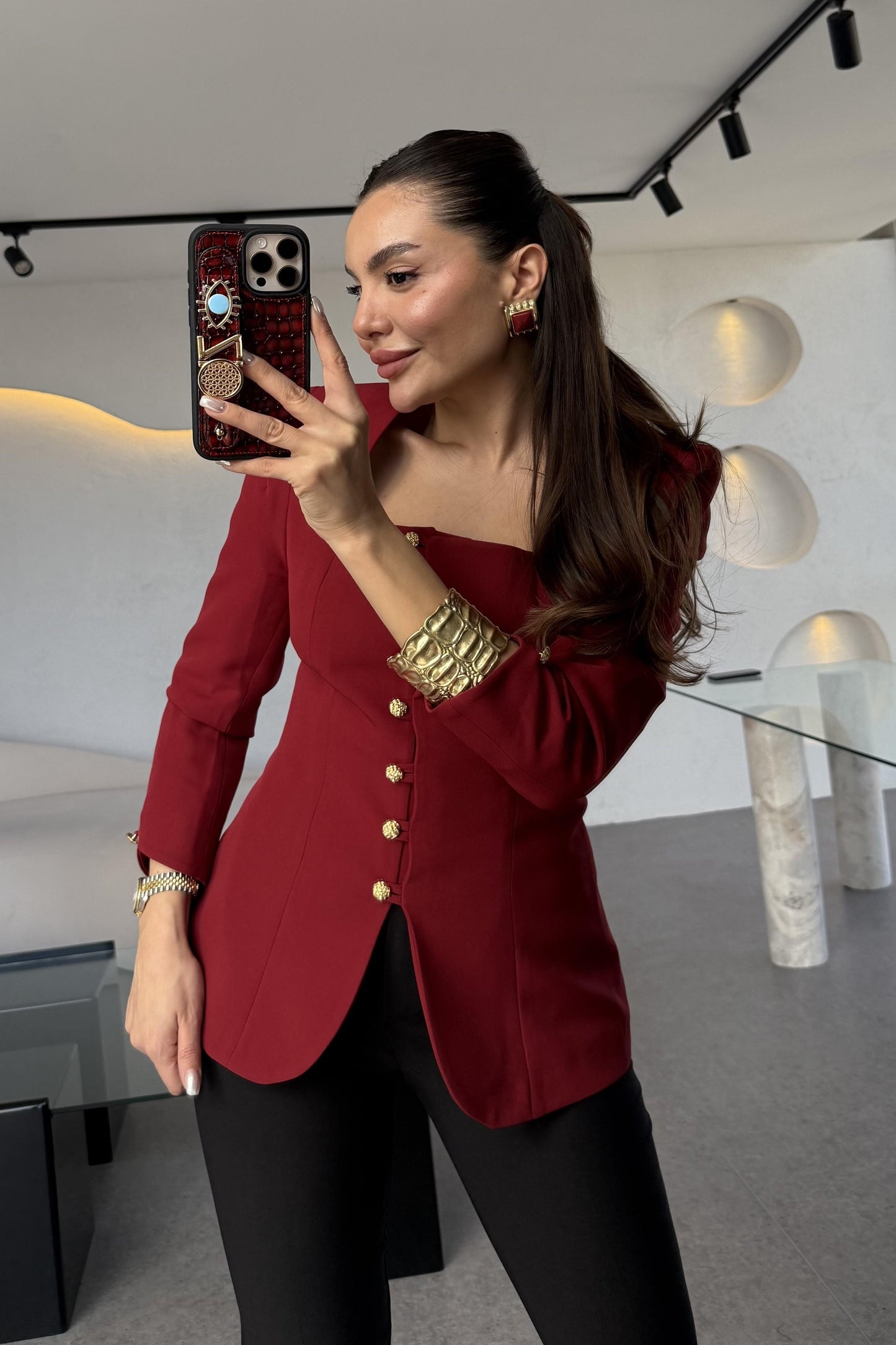 Ariana Bordo Vatkalı Tasarım Blazer