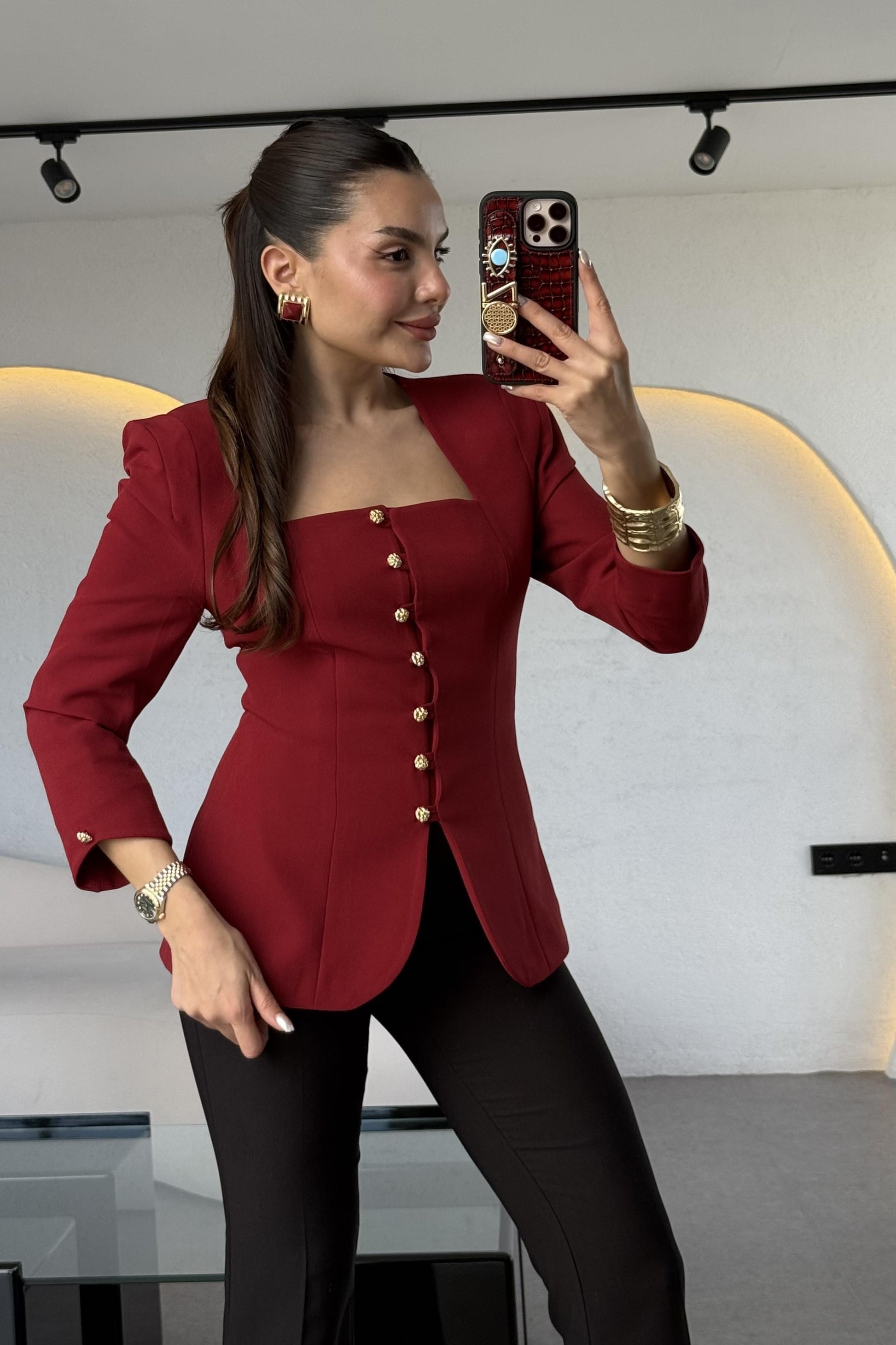 Ariana Bordo Vatkalı Tasarım Blazer