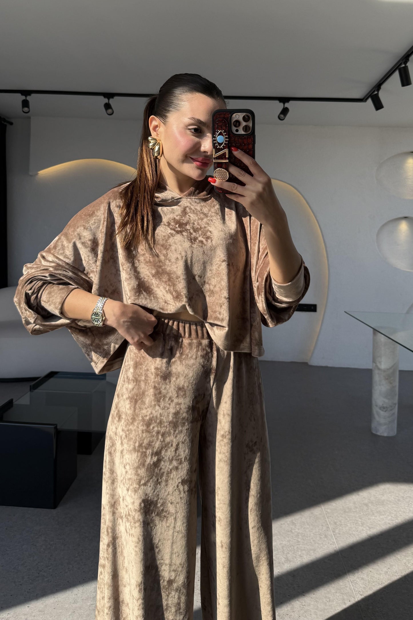 Aspire Vizon Kadife Kapüşonlu Takım