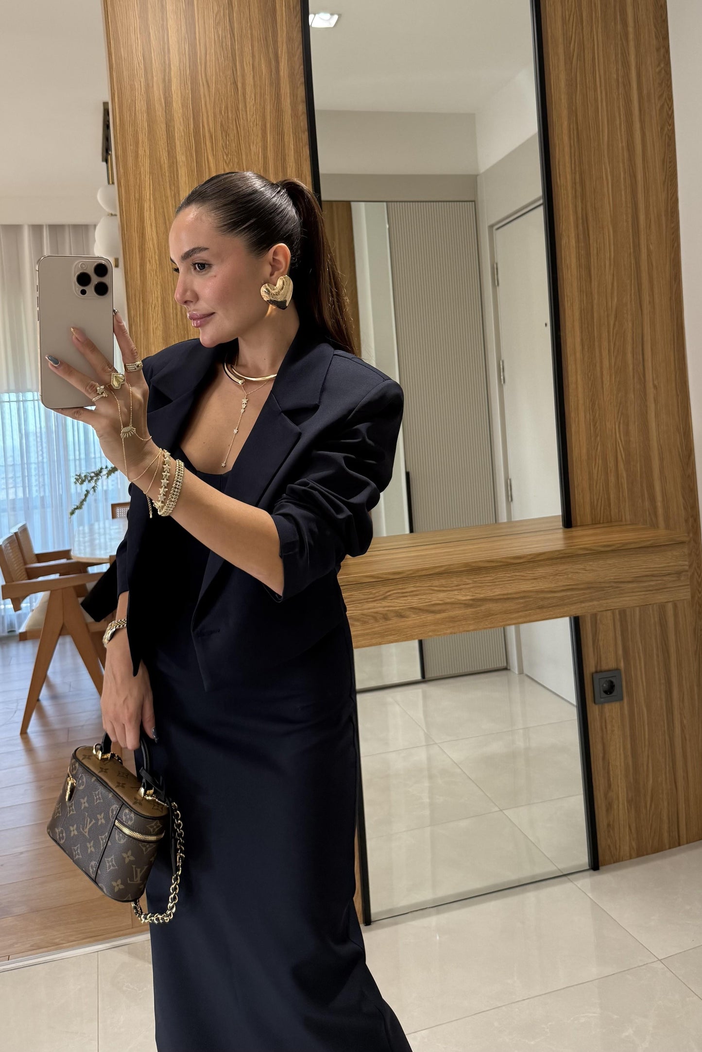 Aurella Lacivert Blazer-Elbise Premium Takım