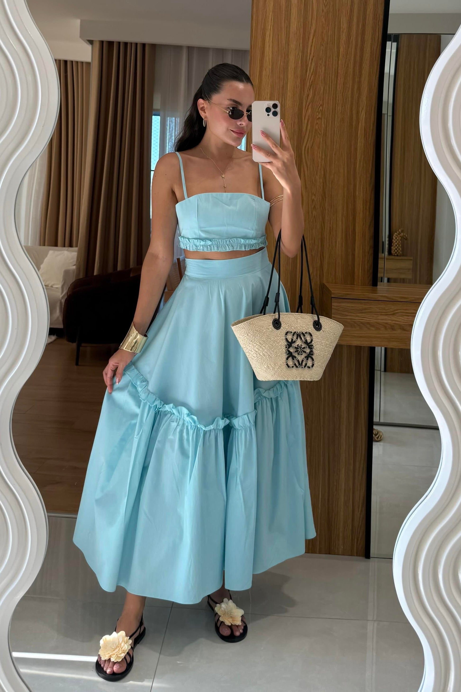 Bailey Mavi Çan Etekli İkili Takım