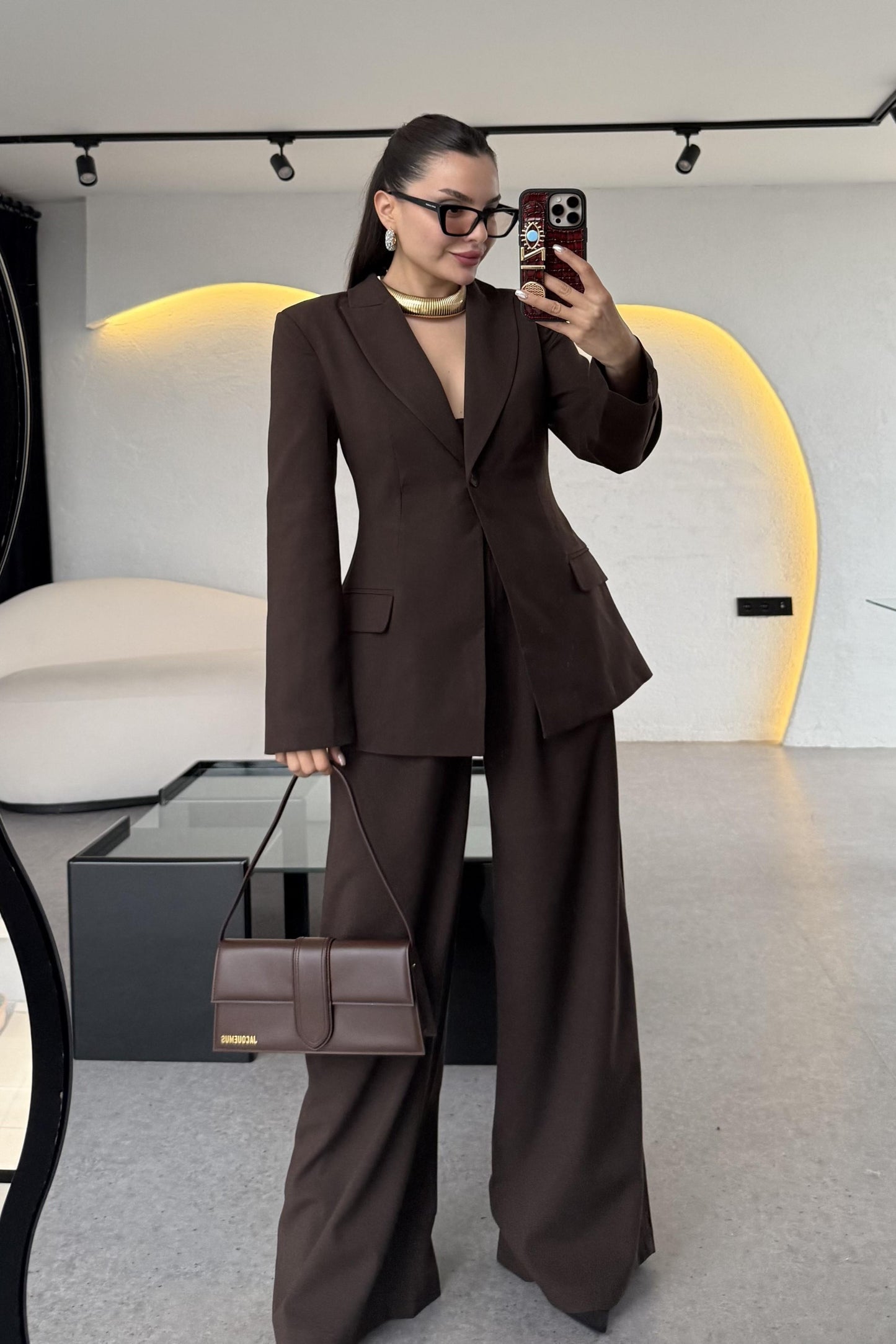 Barcelona Acı Kahve Premium Belden Oturtmalı Takım