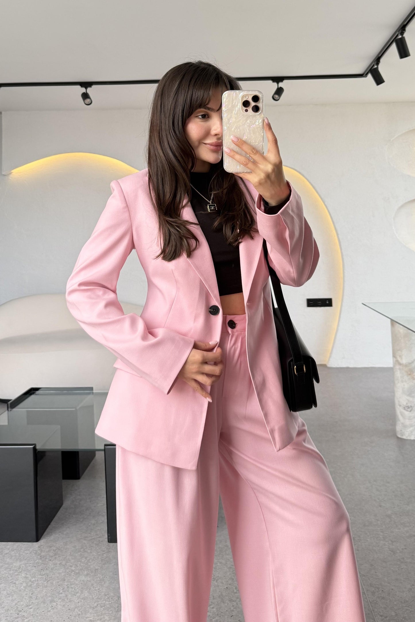 Barcelona Pembe Premium Belden Oturtmalı Takım