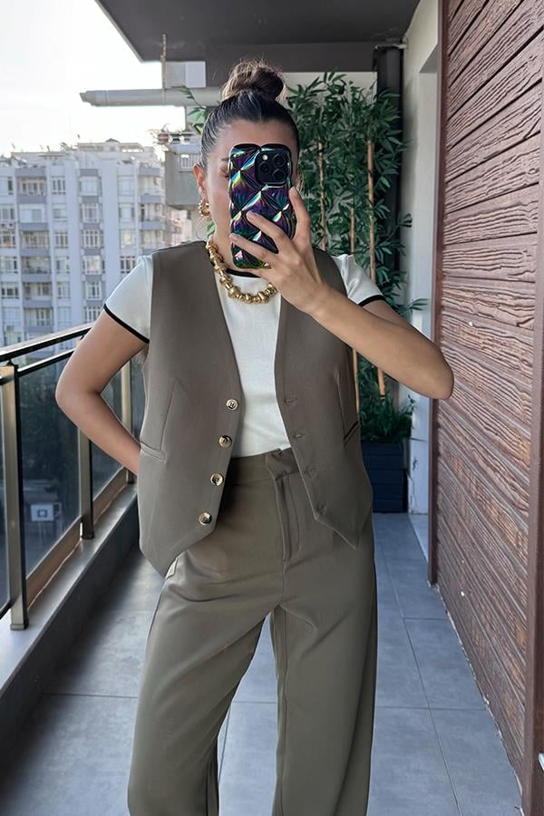 Beatriz Yelek Pantolon Takım - Haki