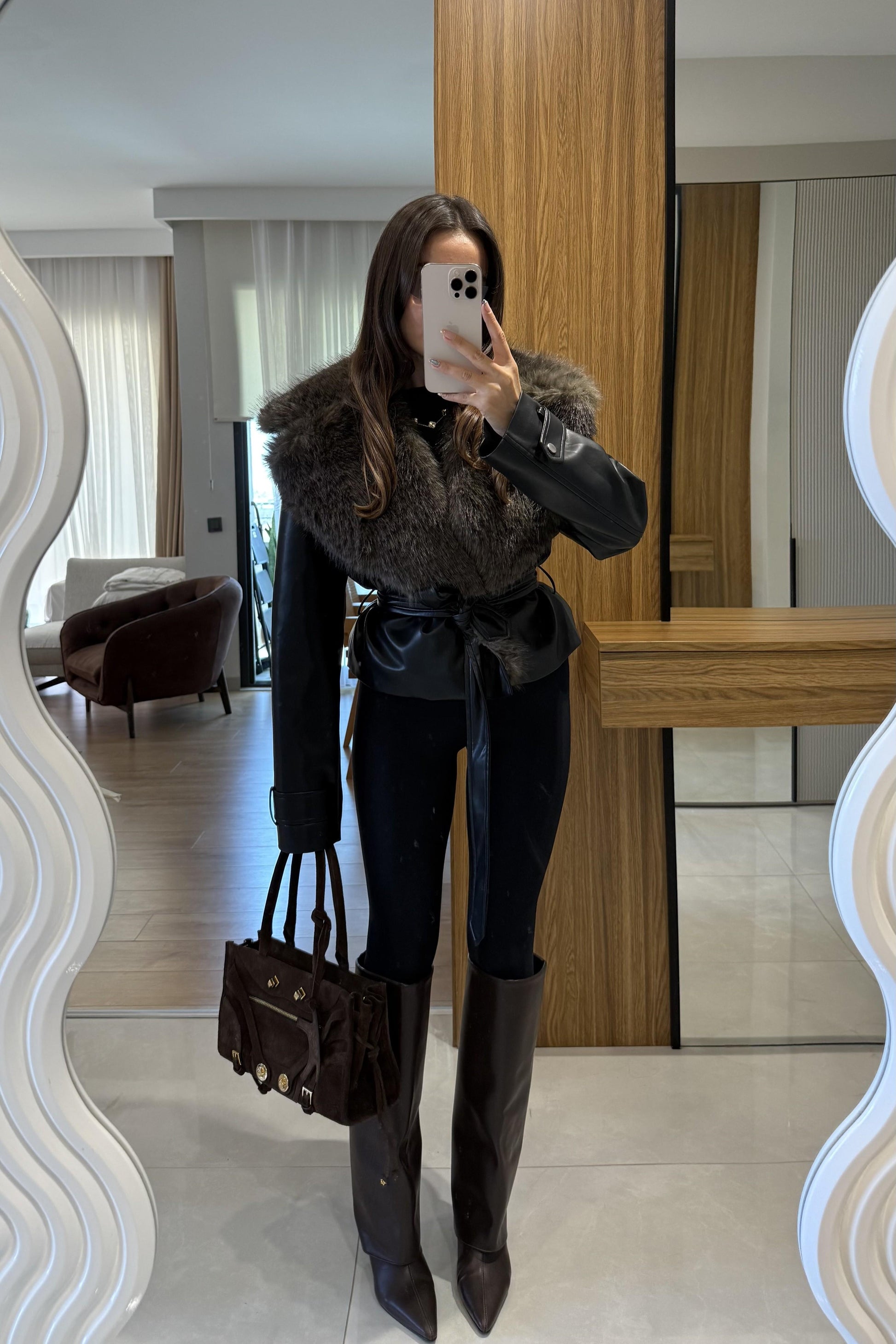 Belland Premium Kürklü Deri Mont