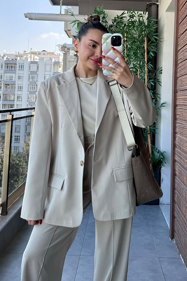 Bengali Poliviskon Ceket - Taş