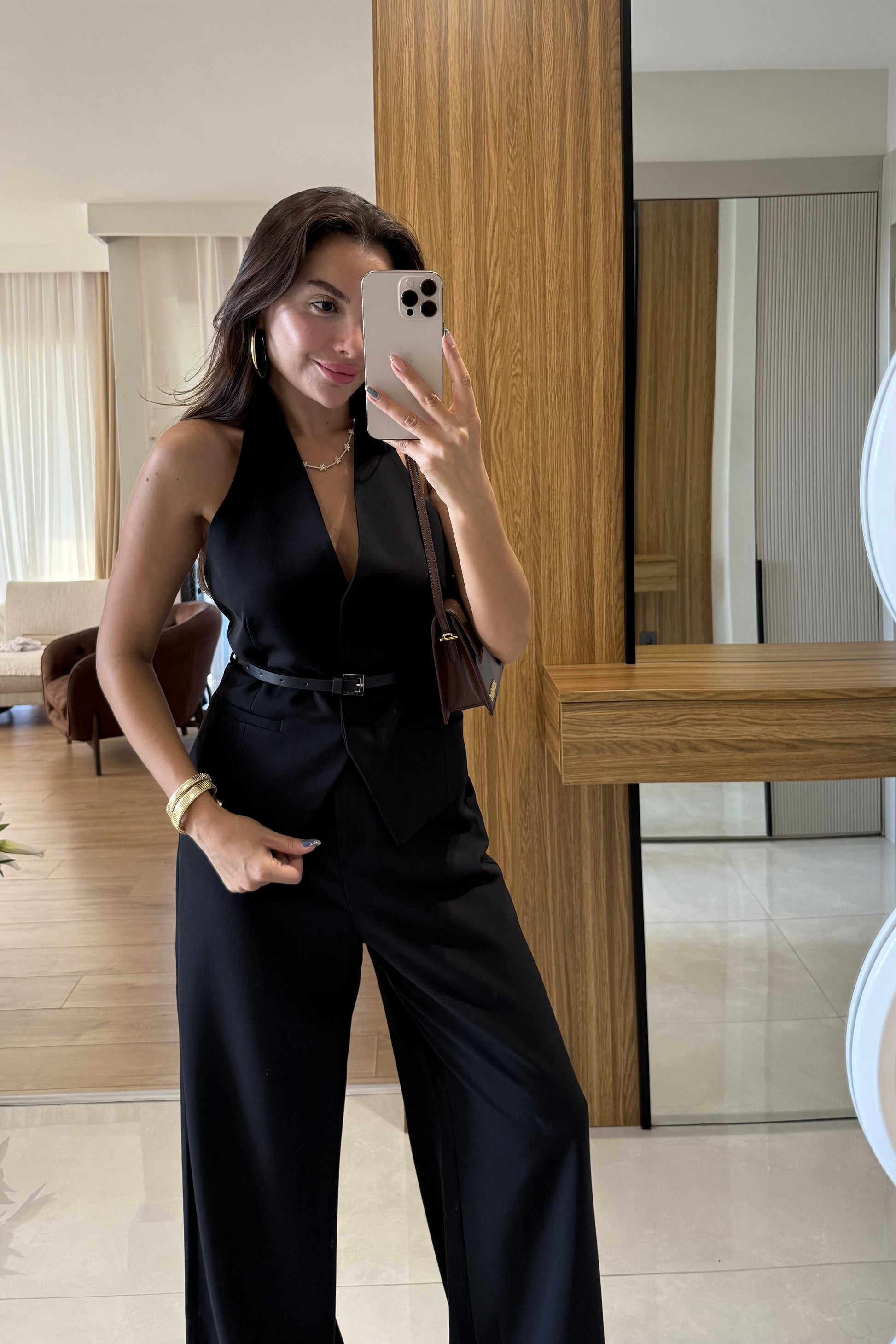 Benry Siyah Kemerli Premium Yelek Pantolon Takım