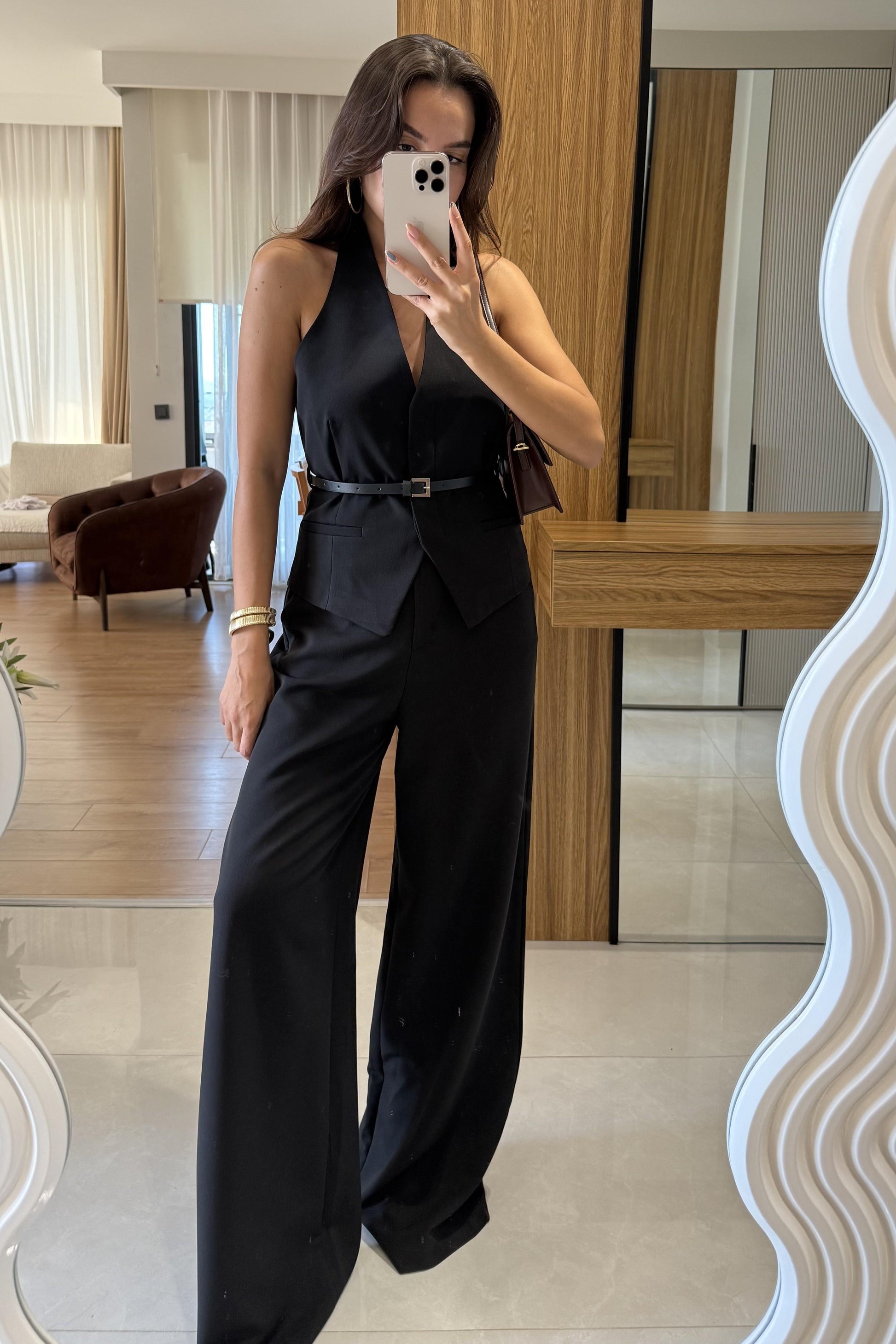 Benry Siyah Kemerli Premium Yelek Pantolon Takım