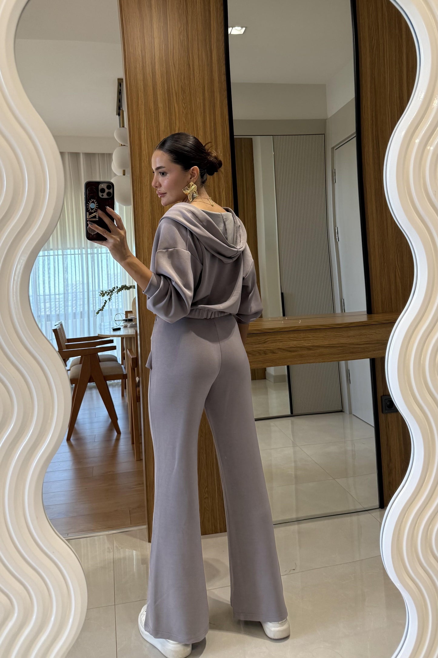 Berloco Gri Kruvaze Düğümlü Pantolon Takım