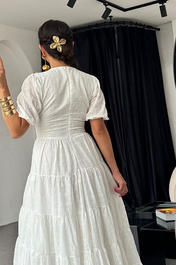 Betty Kruvaze Yaka Fisto Çan Elbise