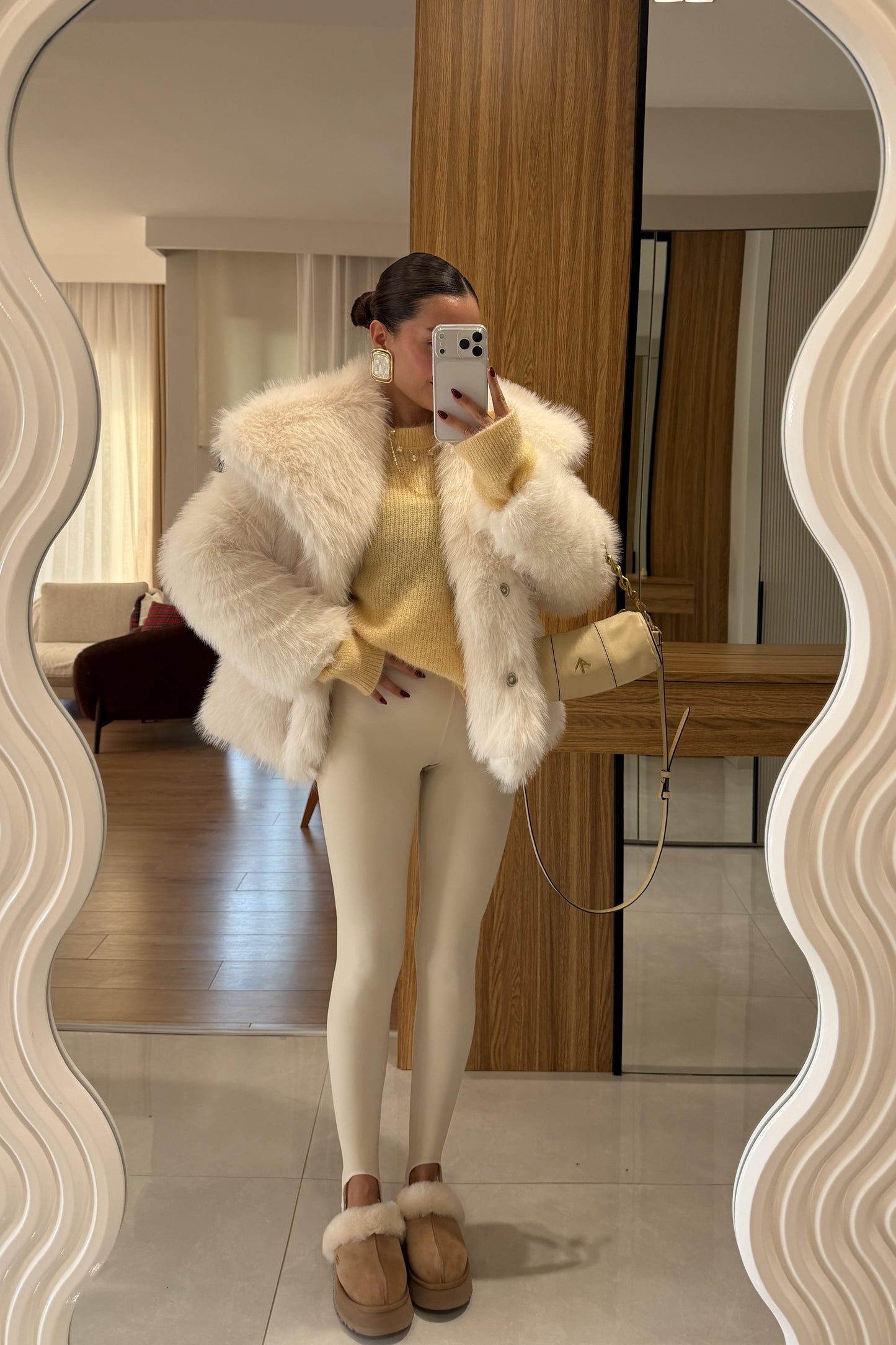 Beyonce Beyaz Yakalı Premium Kürk