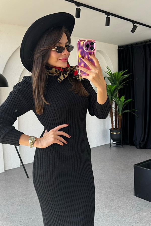 Blanka Siyah Örme Elbise