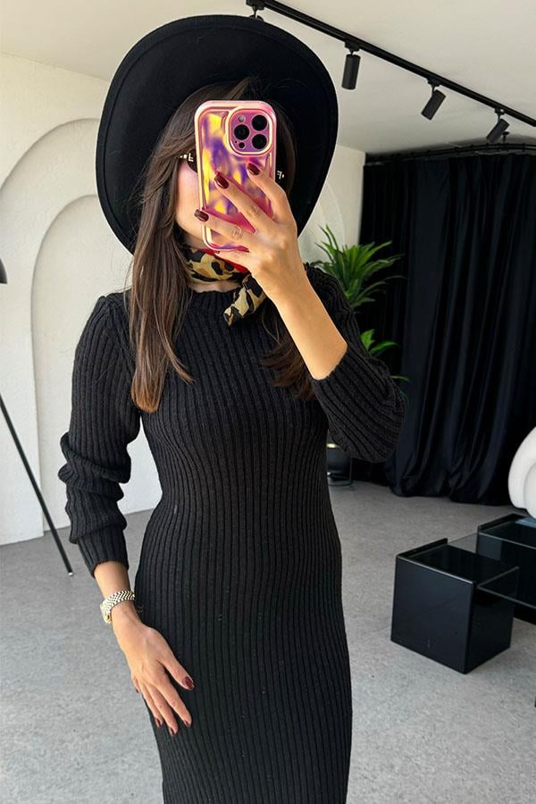 Blanka Siyah Örme Elbise