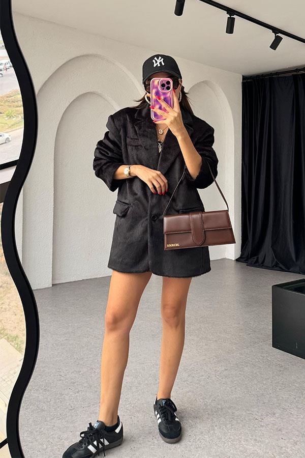 Bloom Siyah Kürk Blazer Ceket