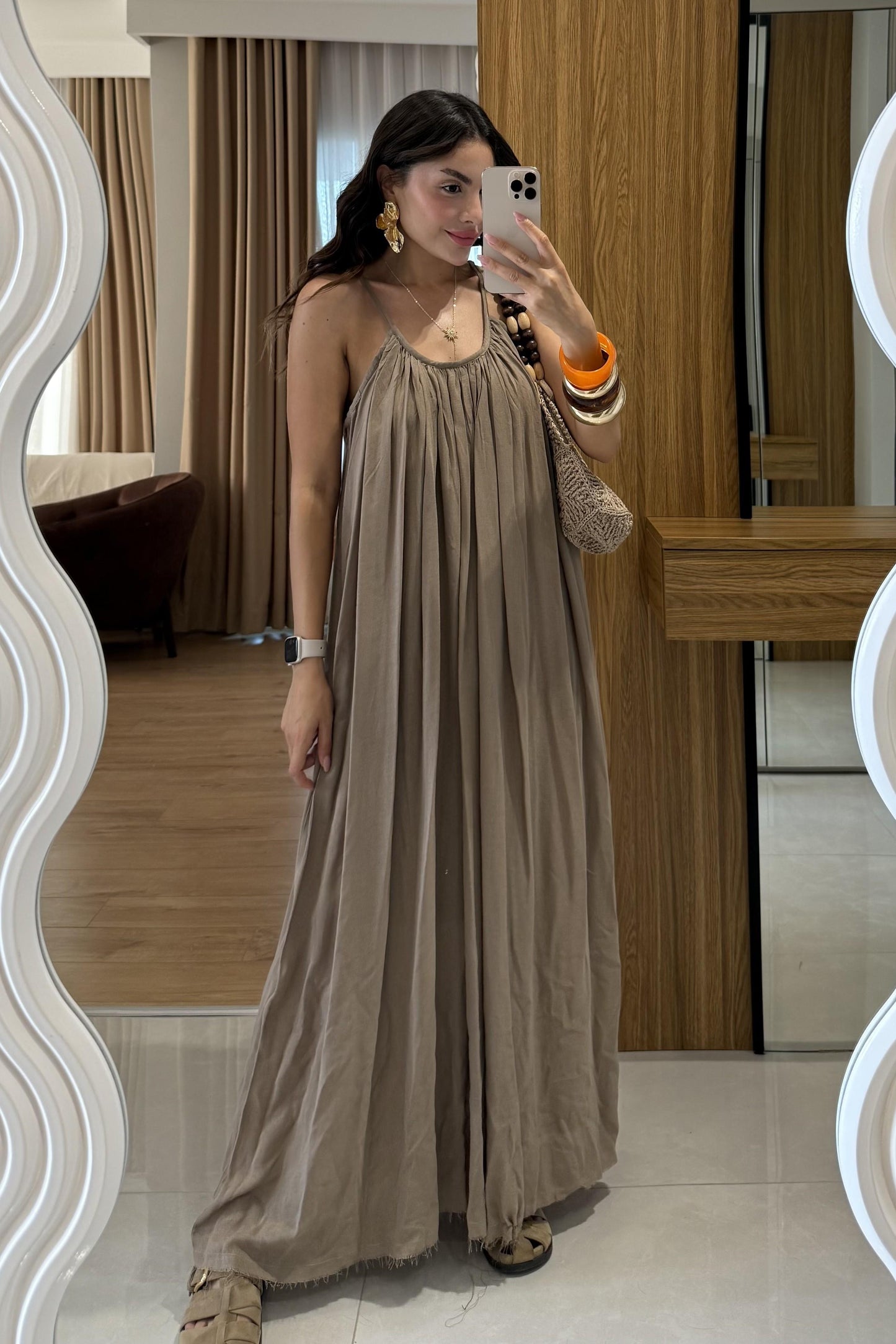 Bohre Vizon Keten Salaş Elbise