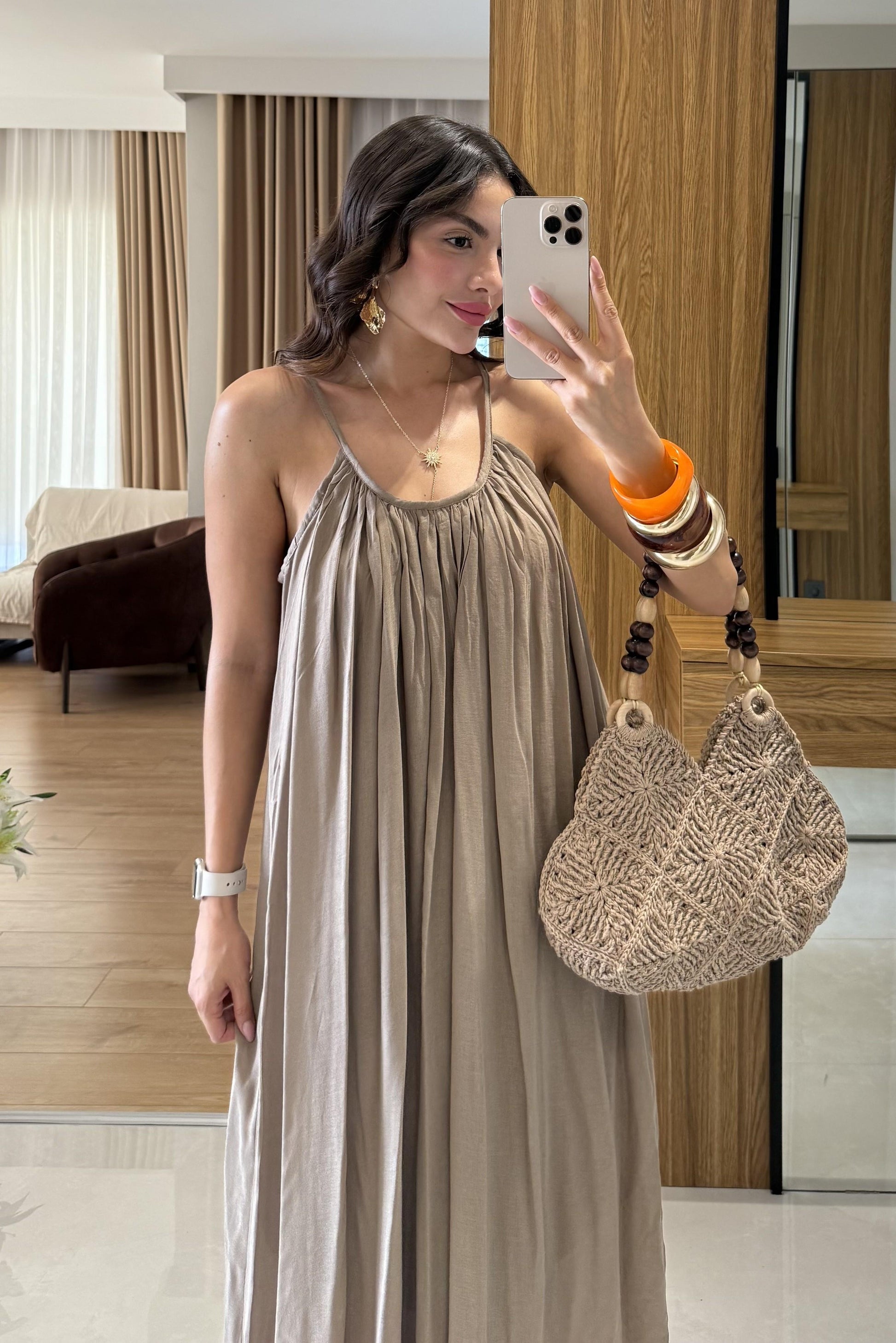 Bohre Vizon Keten Salaş Elbise