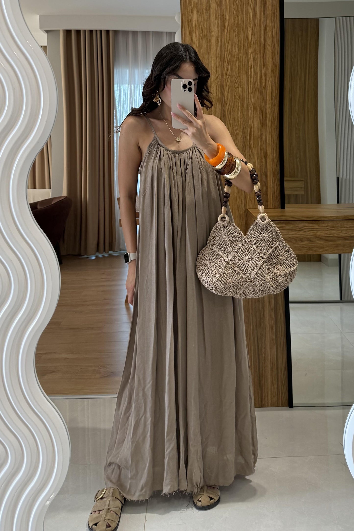 Bohre Vizon Keten Salaş Elbise