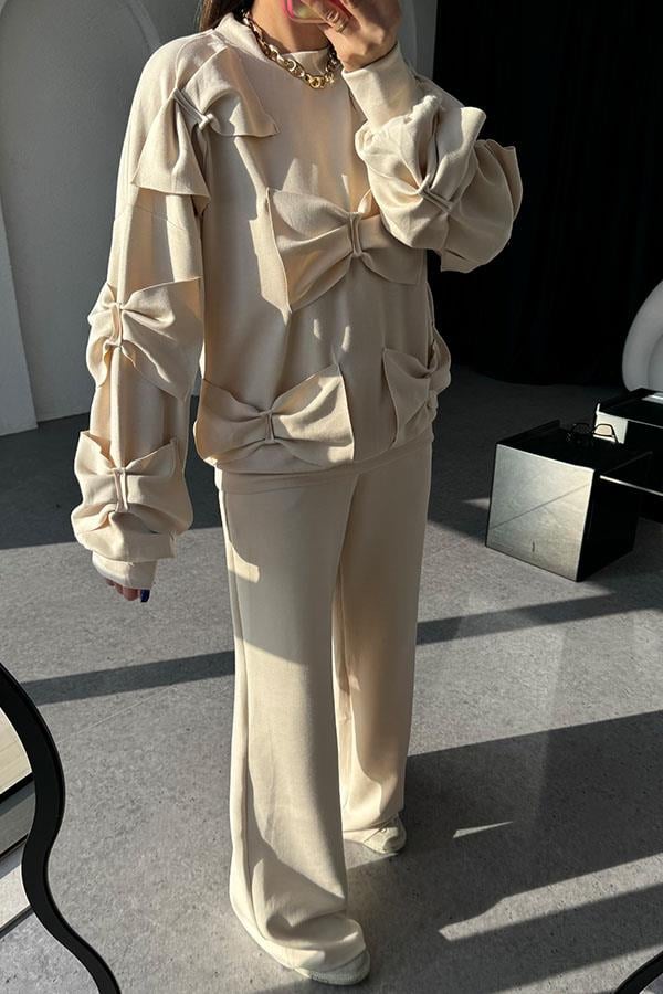 Boneqa Fiyonk Detaylı Krem Modal Takım