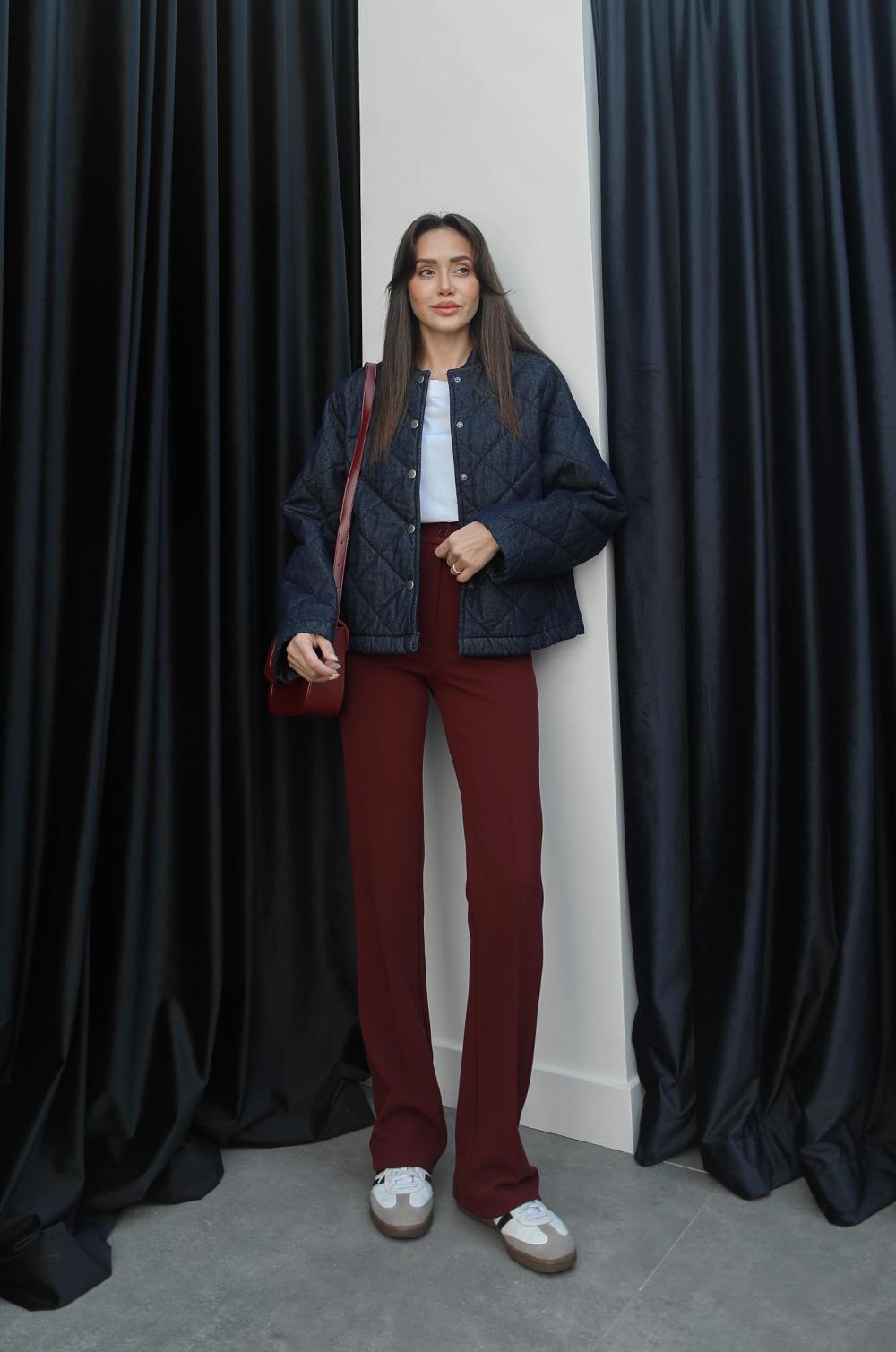 BORDO BIYELI PALAZZO PANTOLON