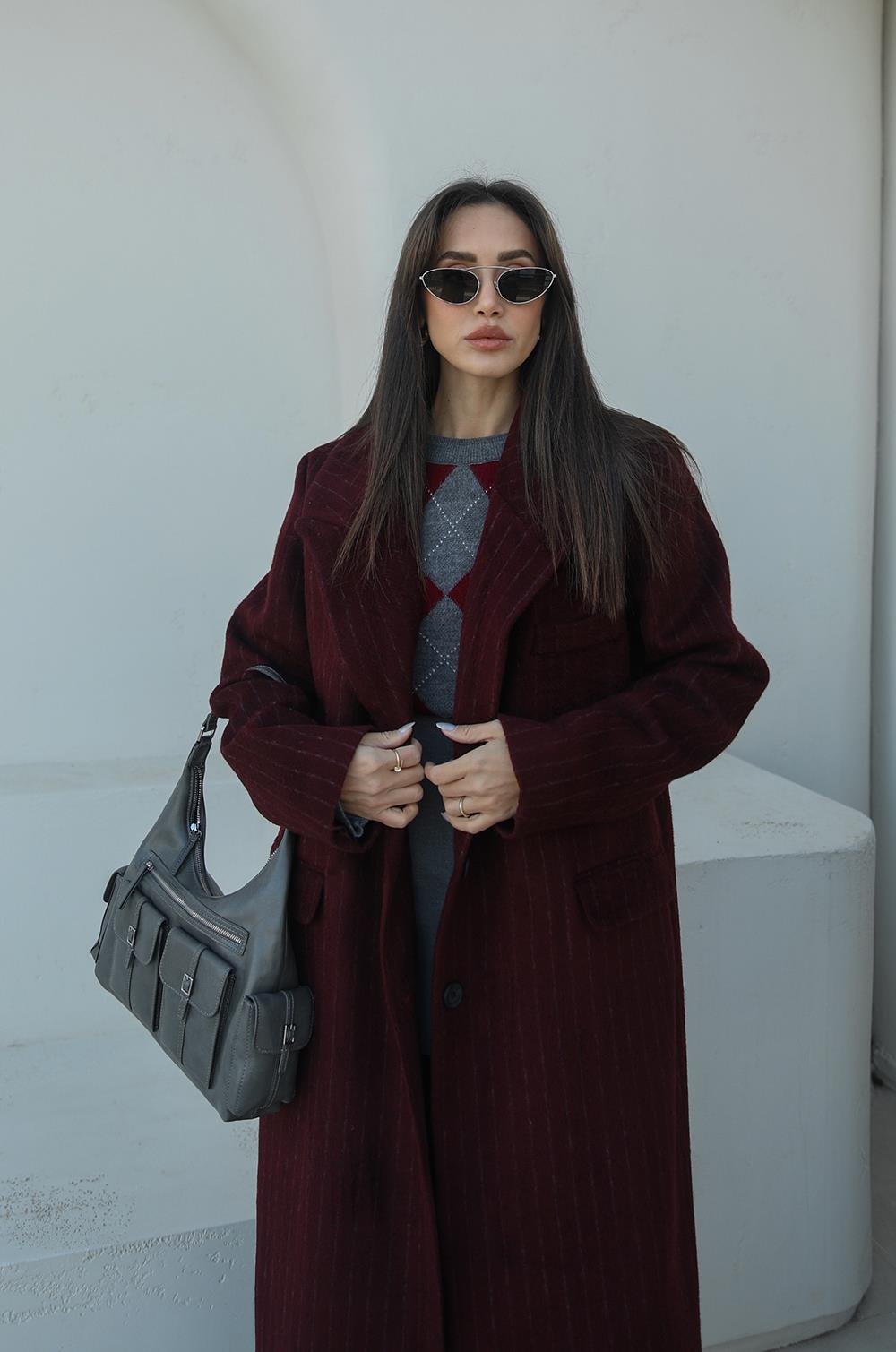 BORDO FRISCO ÇIZGILI KAŞE KABAN