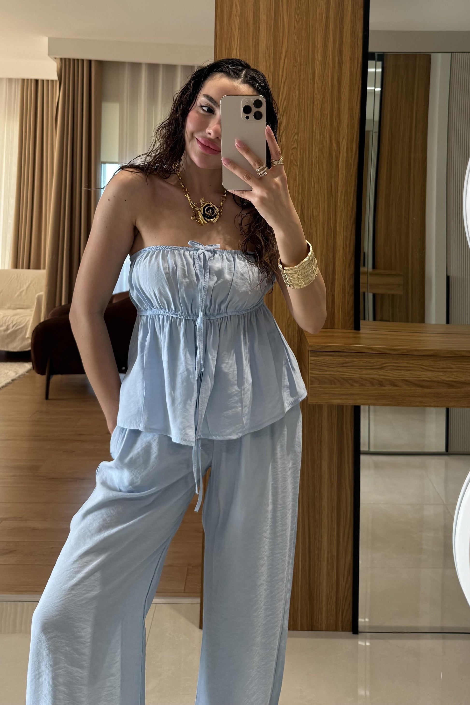 Brea Bebe Mavi Straplez Takım