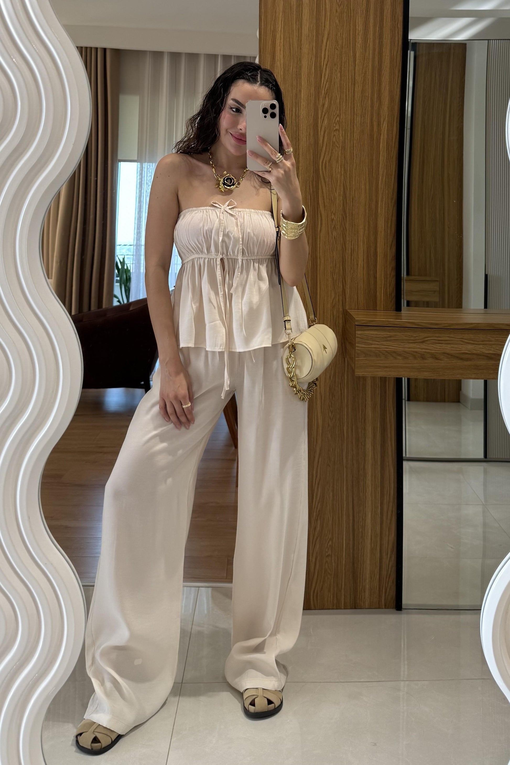 Brea Ekru Straplez Takım