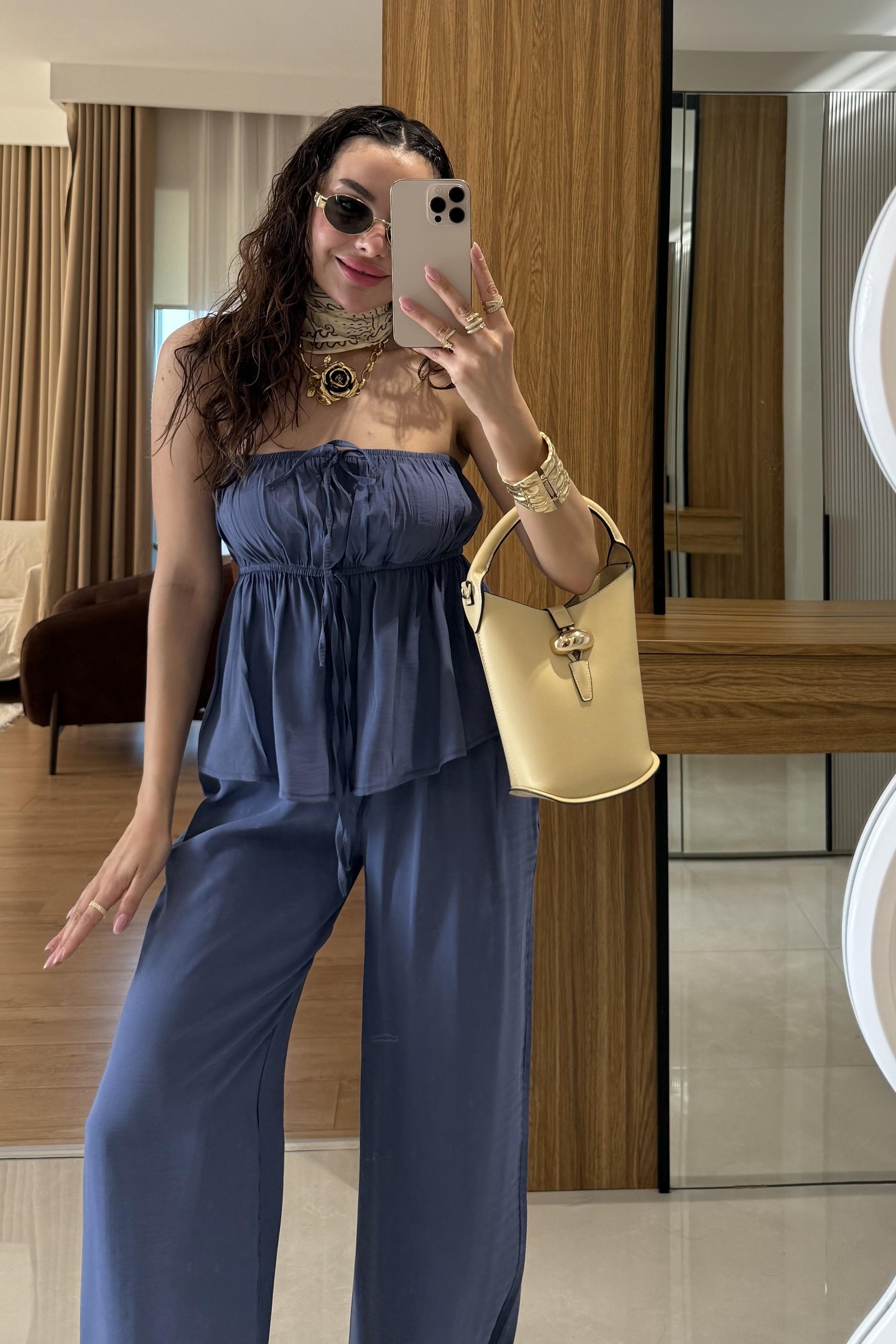 Brea Lavanta Mavisi Straplez Takım