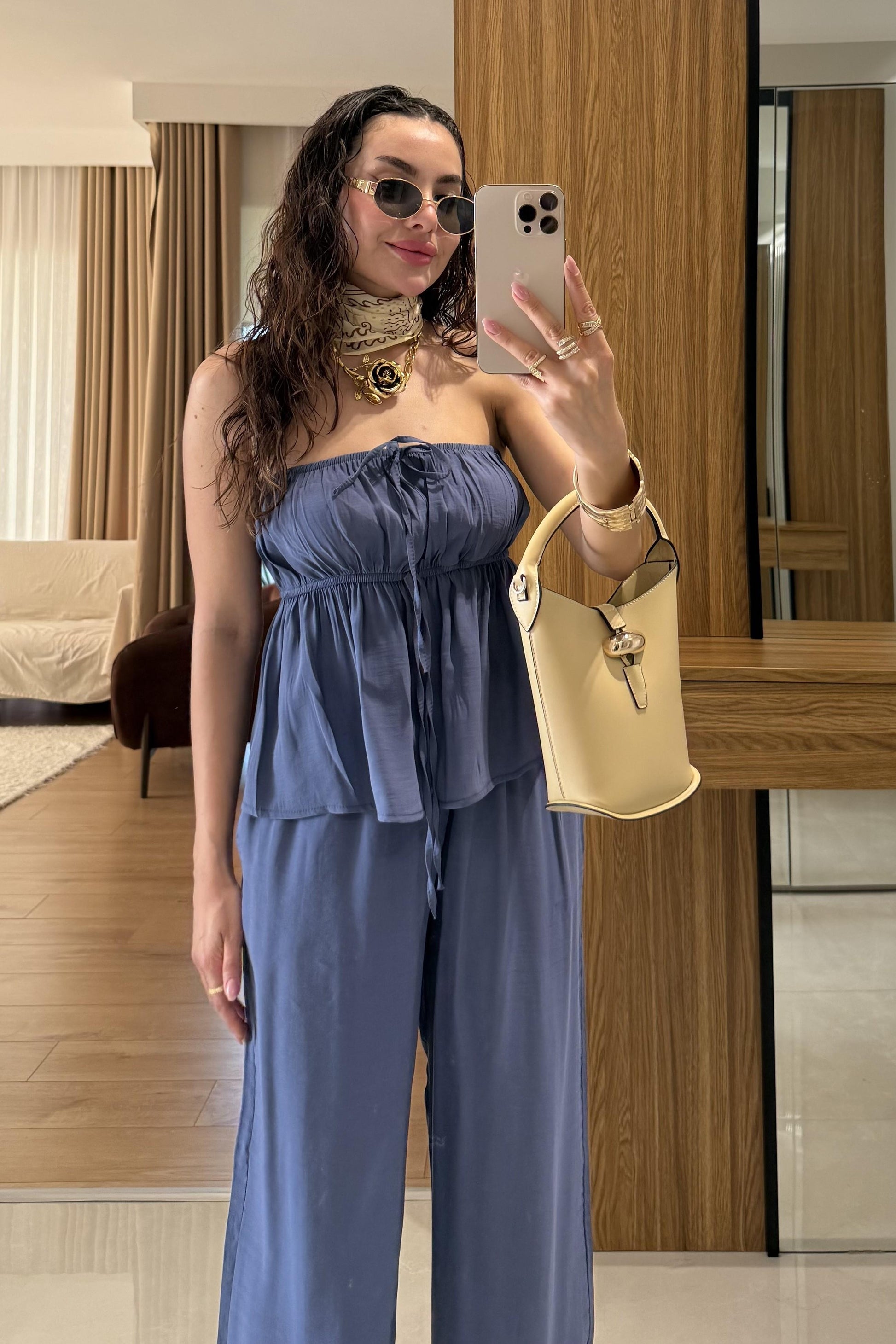 Brea Lavanta Mavisi Straplez Takım