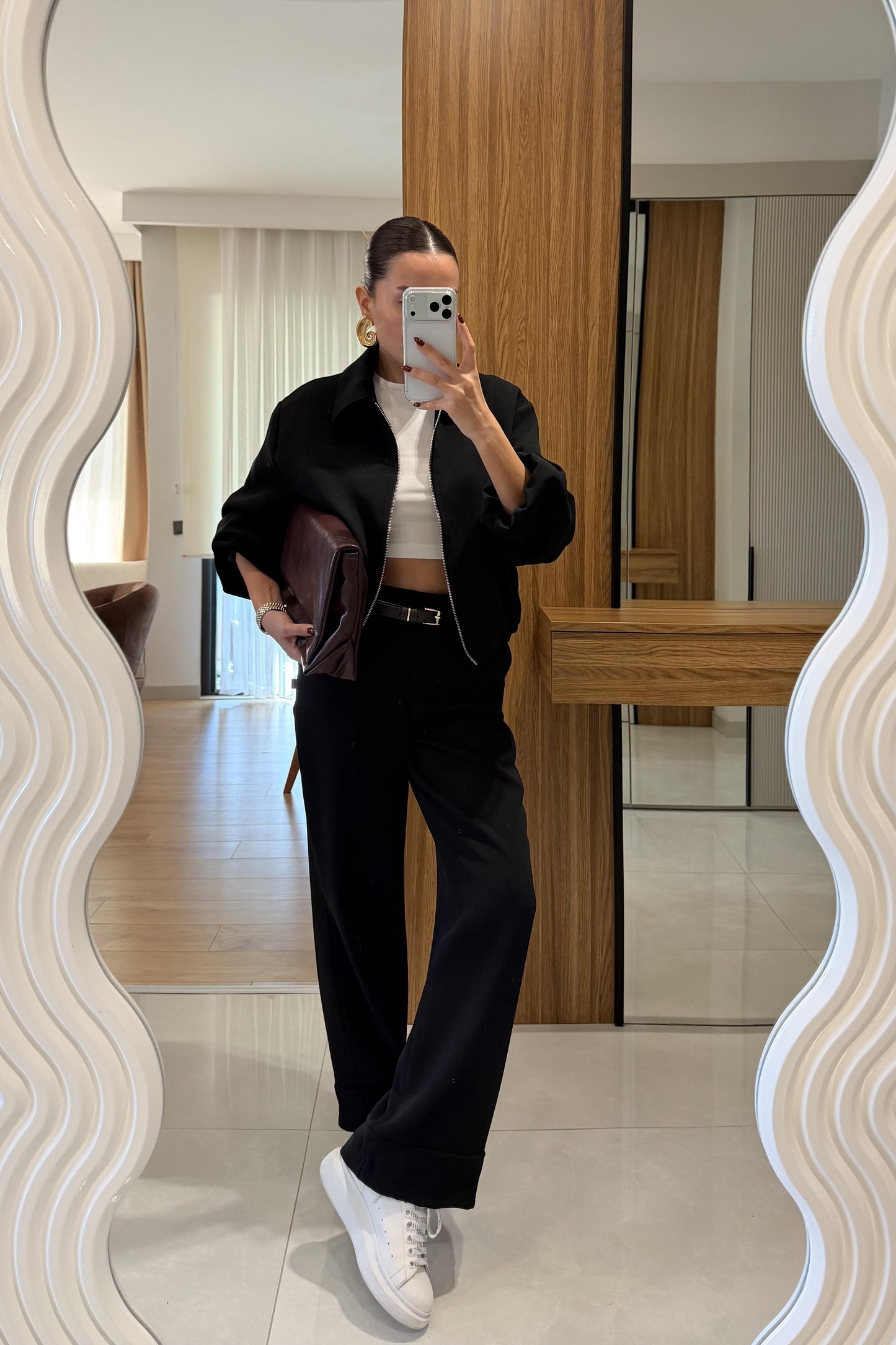 Brewa Siyah Bomber Ceket Pantolon Takım
