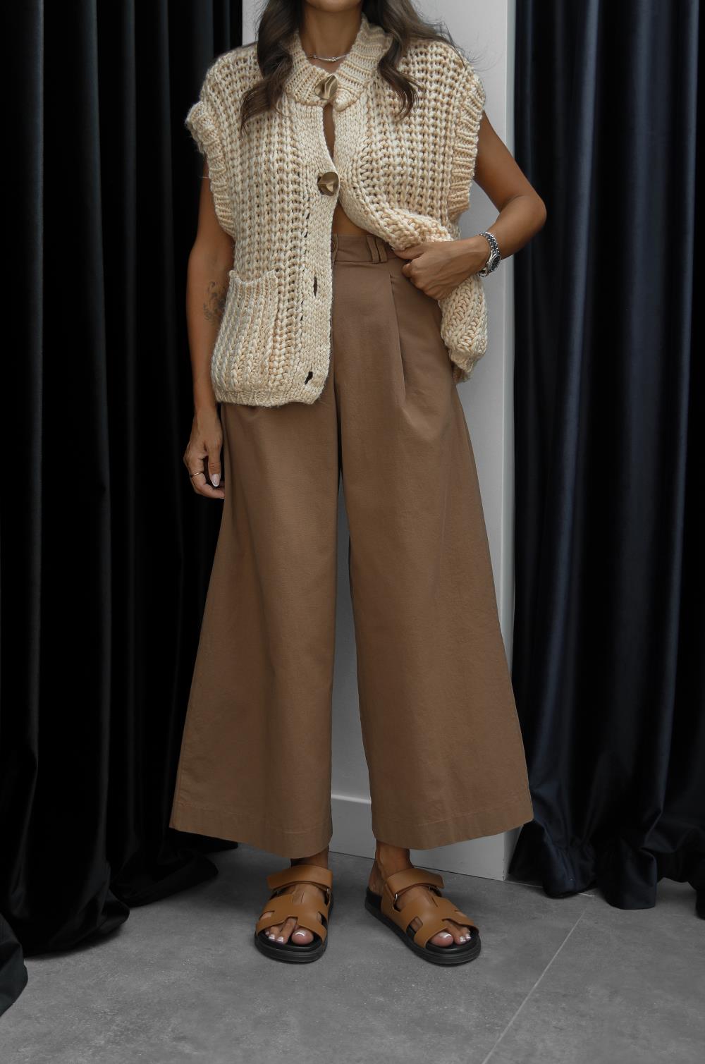 CAMEL DOUBLE GENIŞ PAÇA PANTOLON