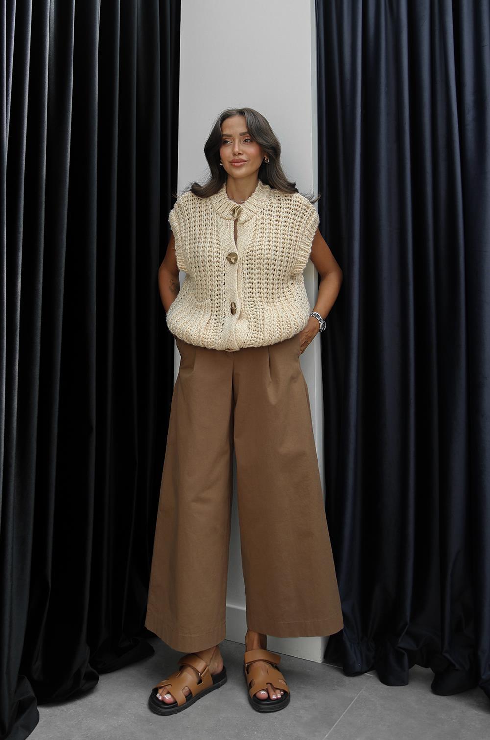 CAMEL DOUBLE GENIŞ PAÇA PANTOLON