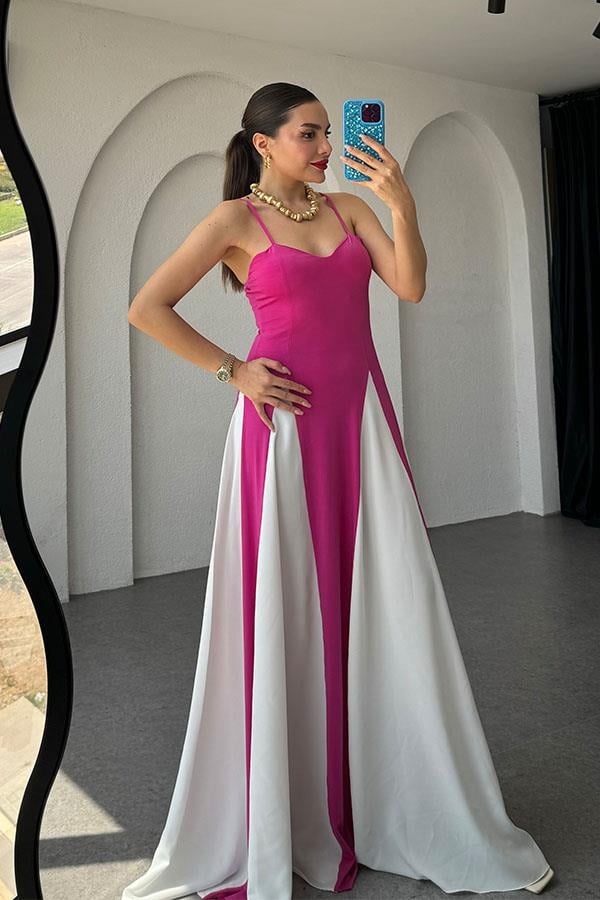 Camila İp Askılı Tasarım Çan Elbise-Pembe