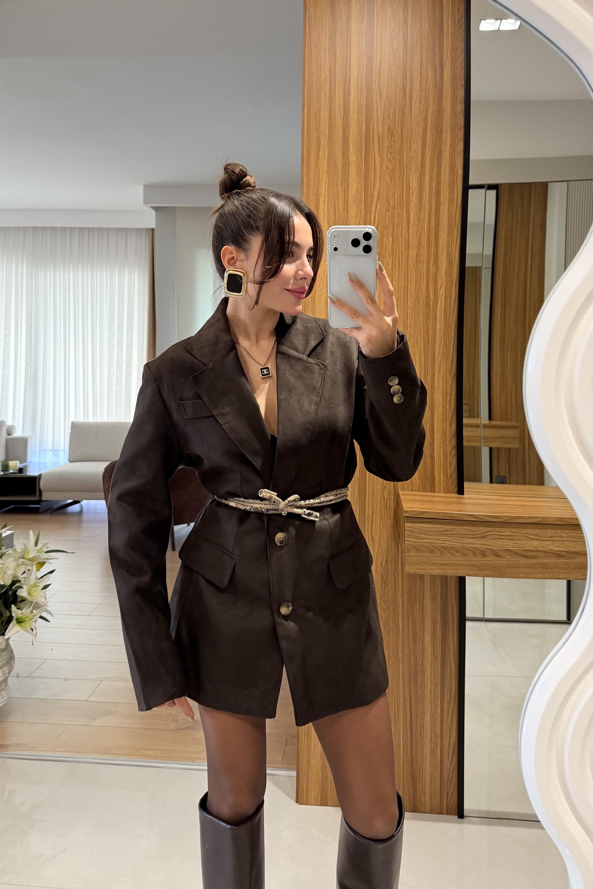 Cannie Acı Kahve Süet Blazer