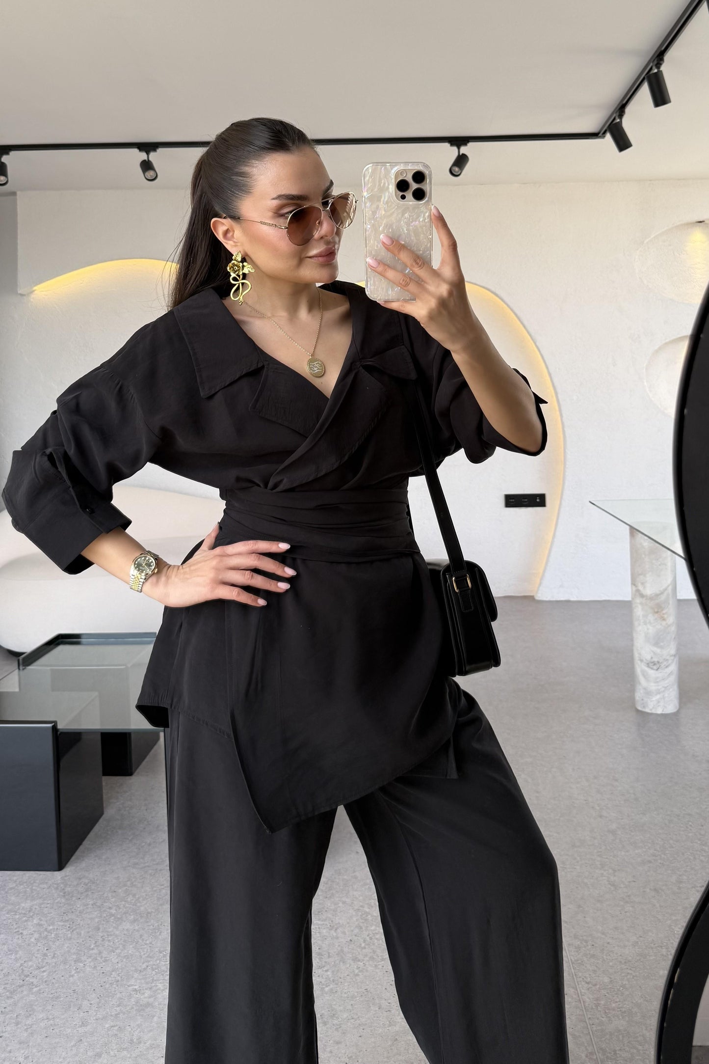 Carolina Siyah Tensel Bağlamalı Takım
